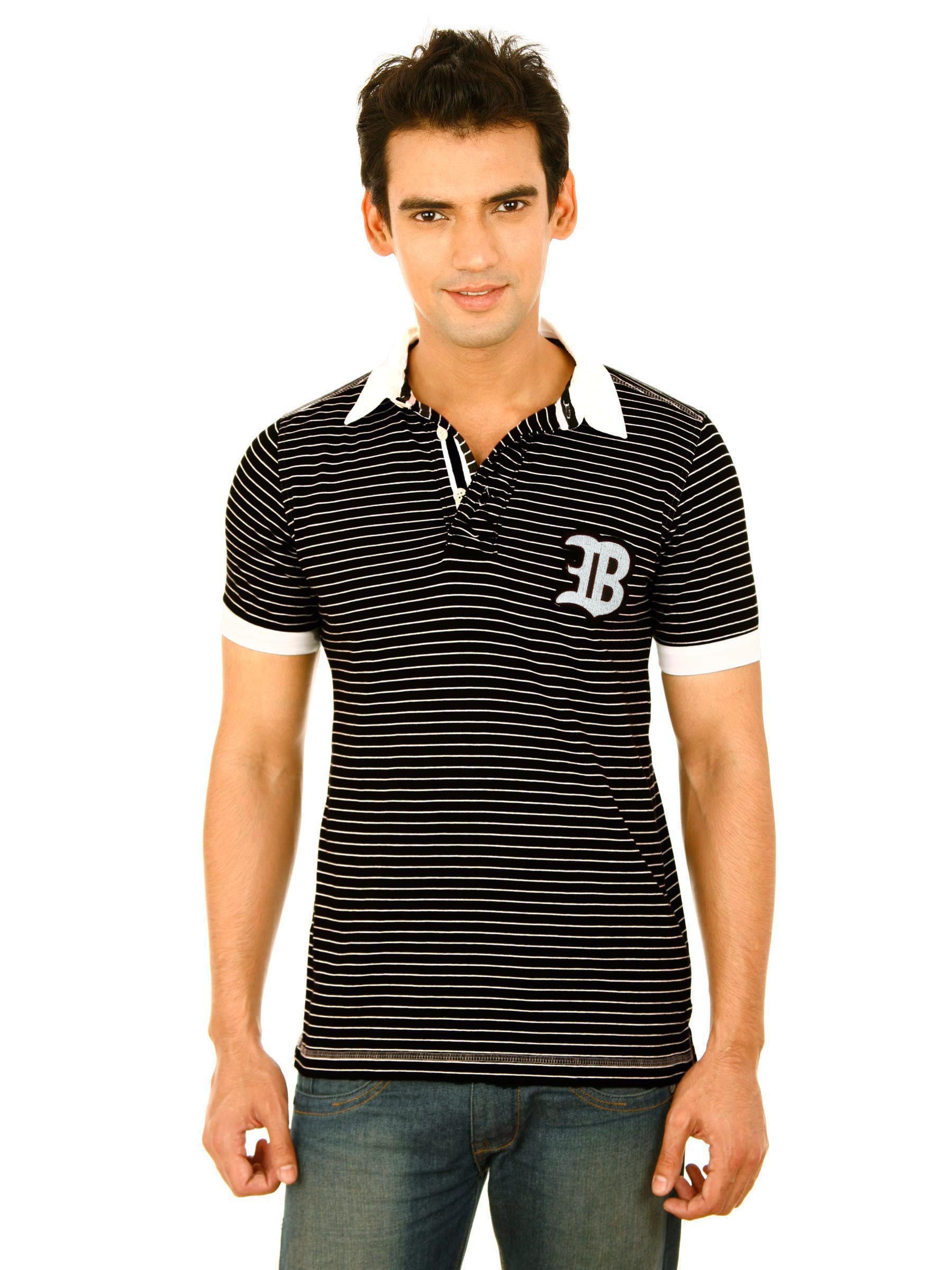 United Colors of Benetton Men Black Polo T-shirt