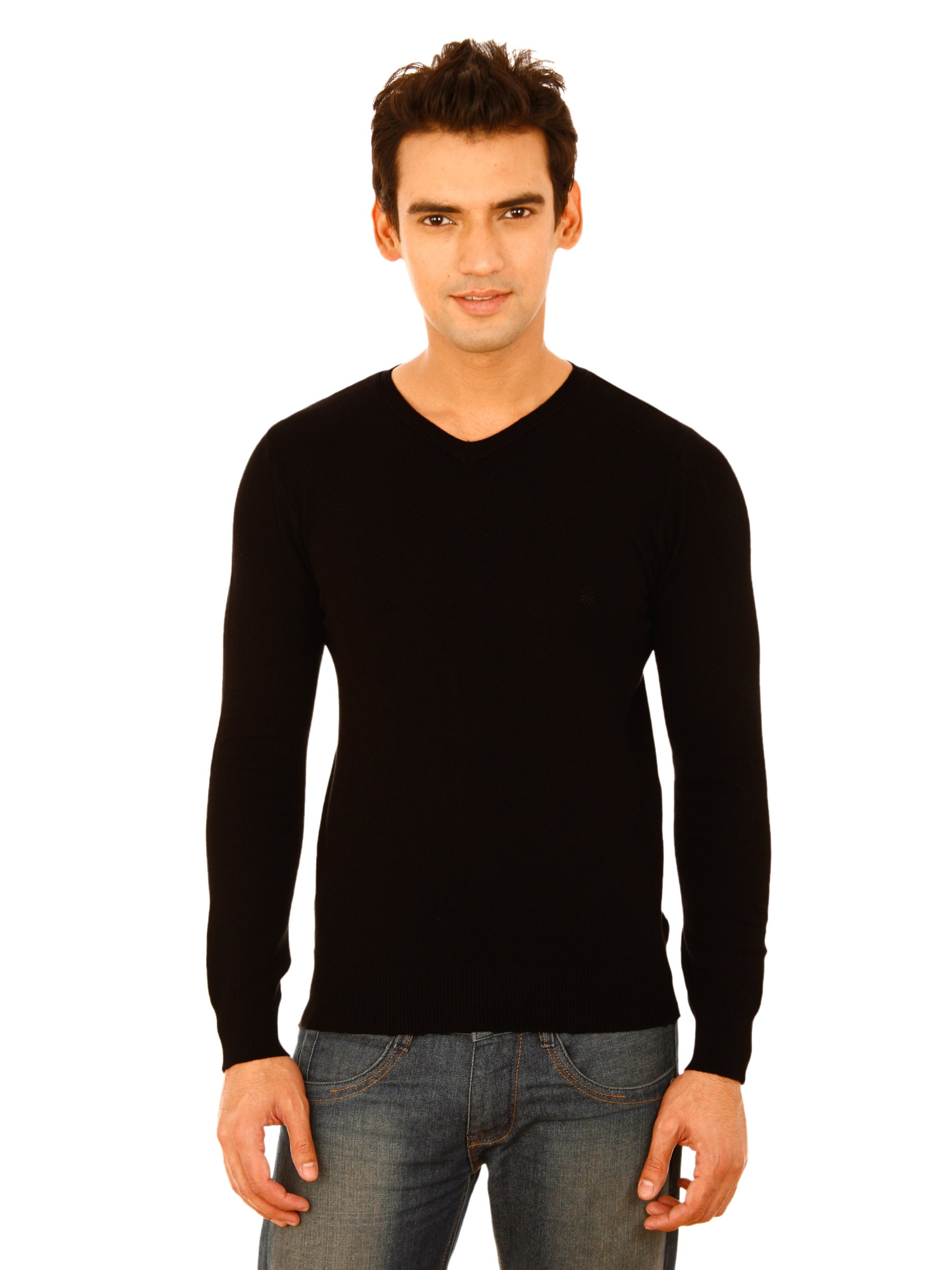 United Colors of Benetton Men Light WinterSweater Black Sweaters