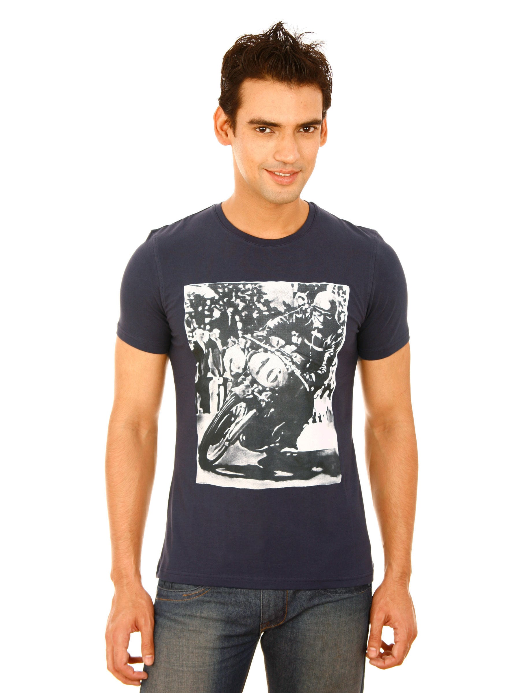 United Colors Of Benetton Men Light Winter Blue T-Shirts