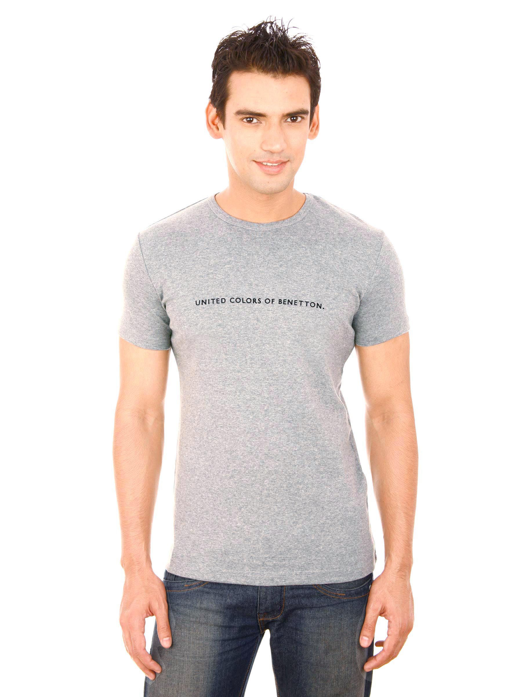 United Colors of Benetton Men Summer Grey Tshirts