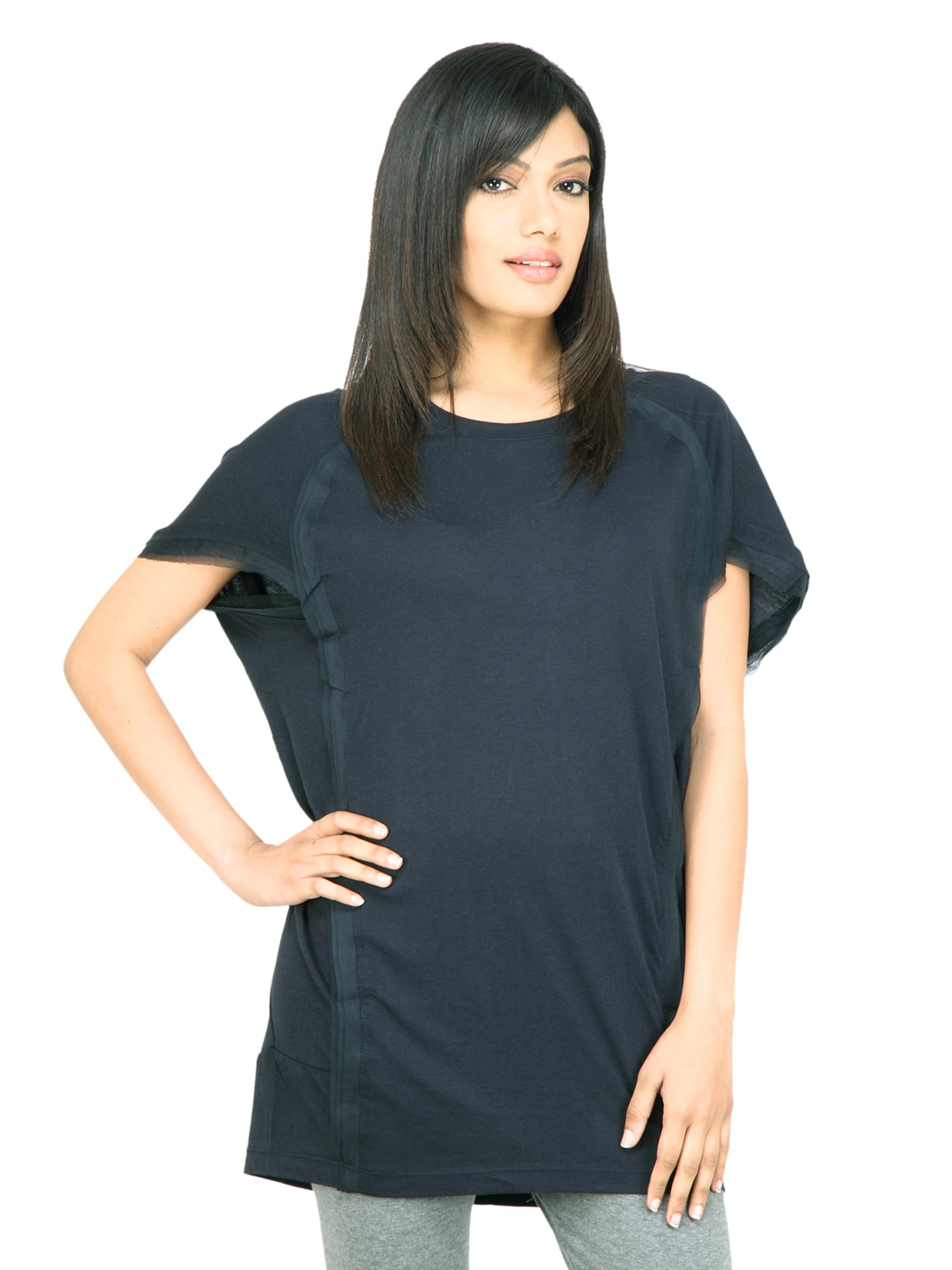 United Colors of Benetton Women Solid Navy Blue Top