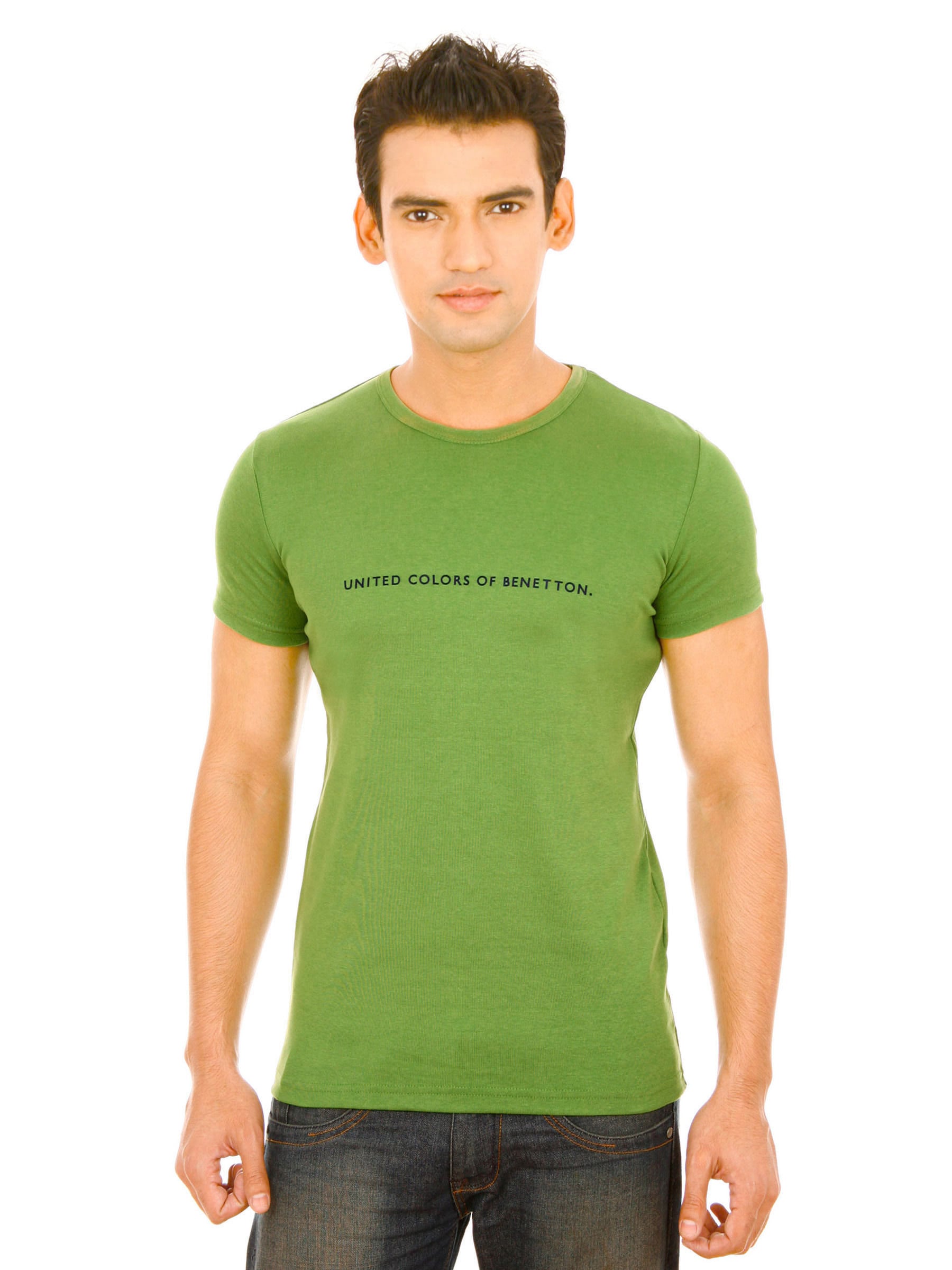 United Colors of Benetton Men Light Green Tshirts