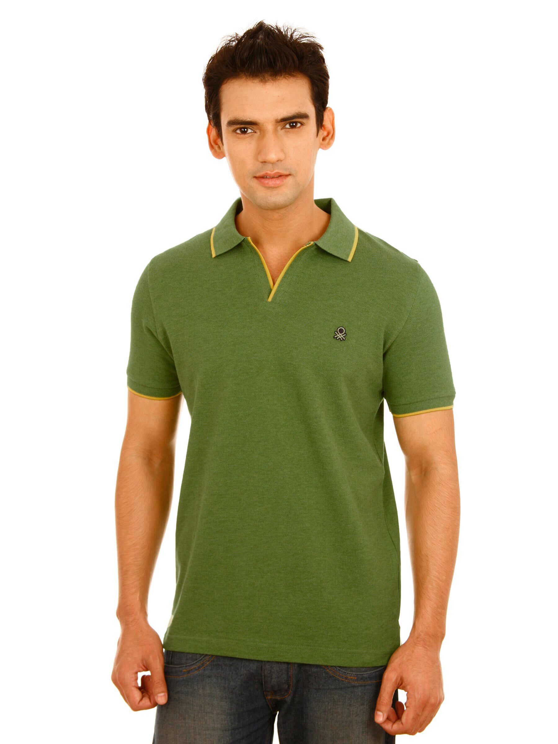 United Colors of Benetton Men Light Winter Green Tshirts