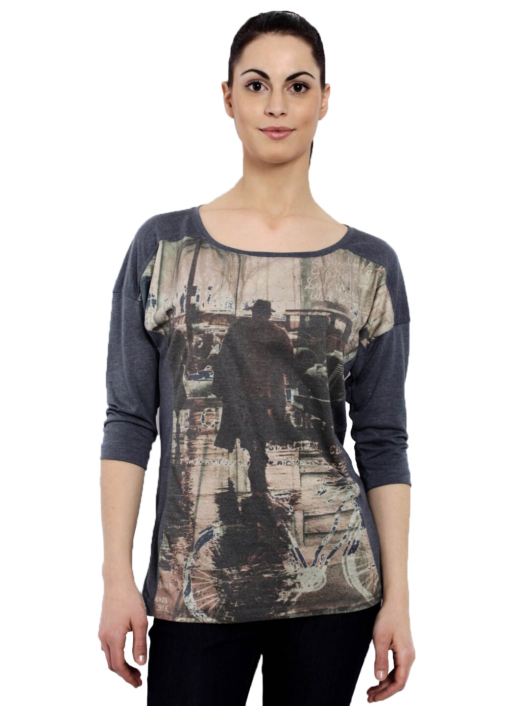 United Colors of Benetton Women Blue Winter Printed Top