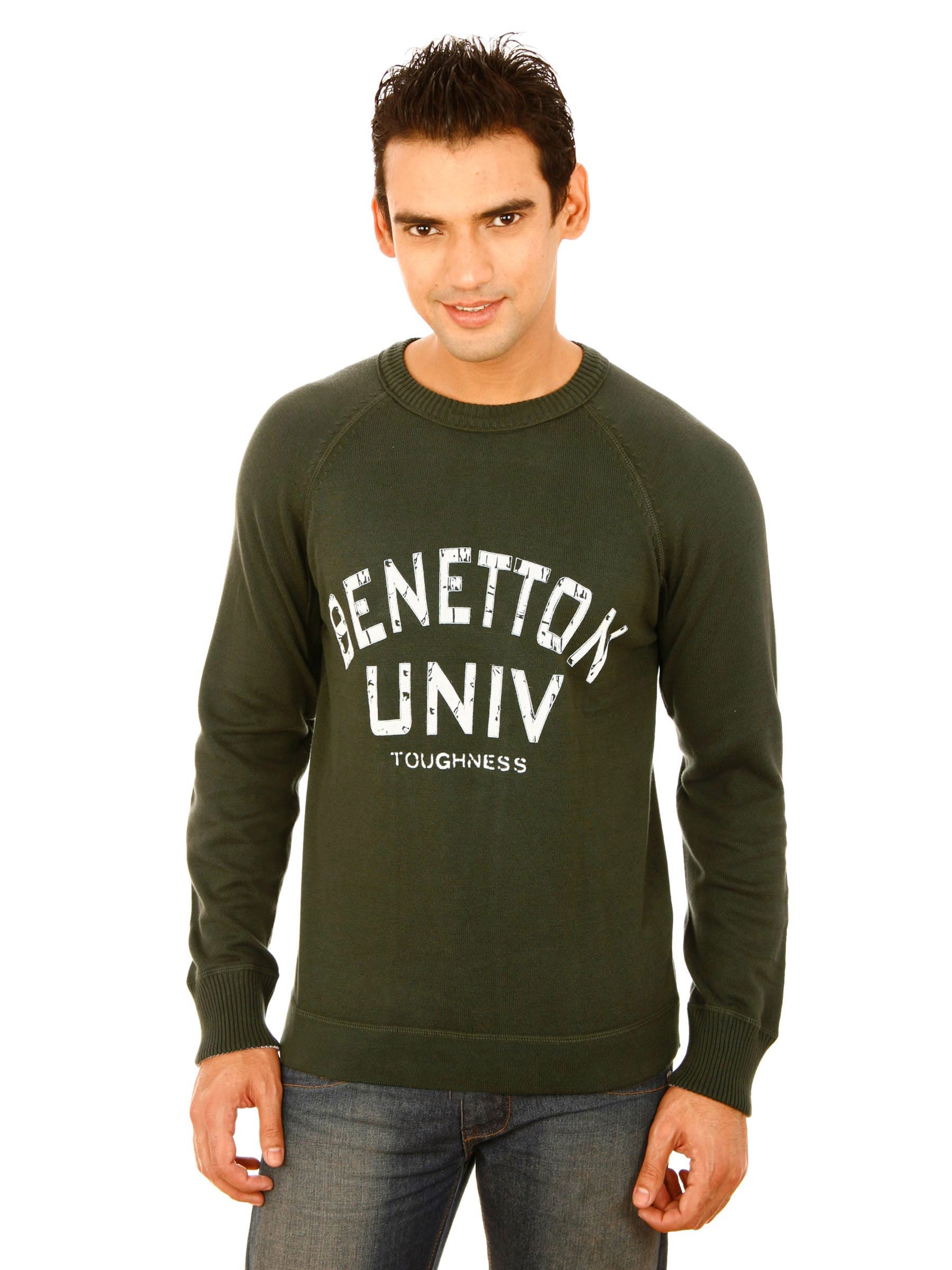 United Colors of Benetton Men Light Winter Green Sweatshirts