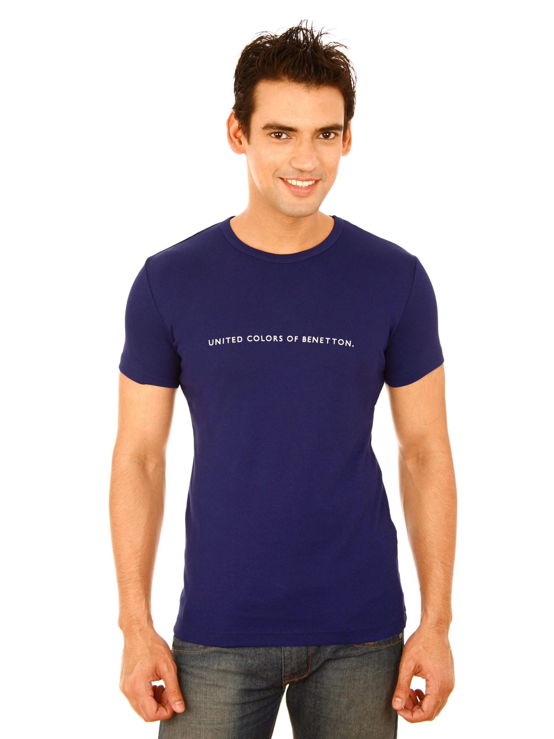 United Colors of Benetton Men Light Winter Blue Tshirt