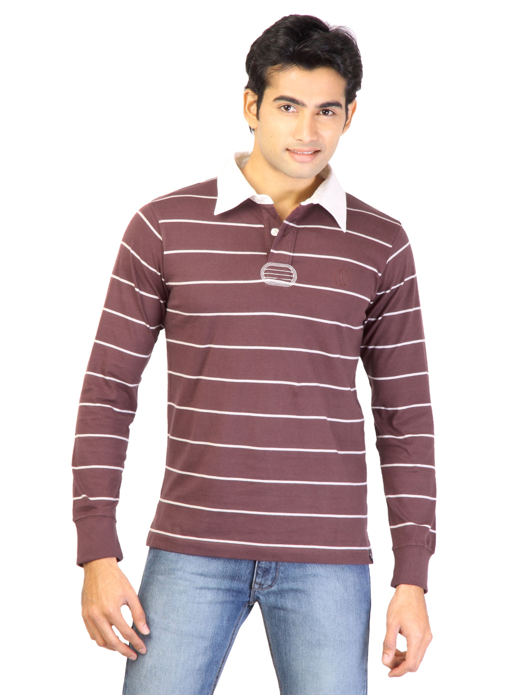 Lee Men Stripes Maroon T-shirt