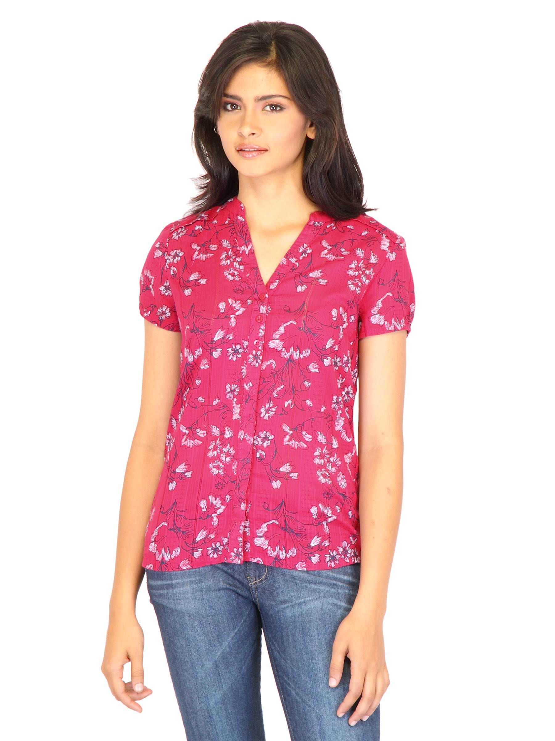 Lee Women Printed Pink Top