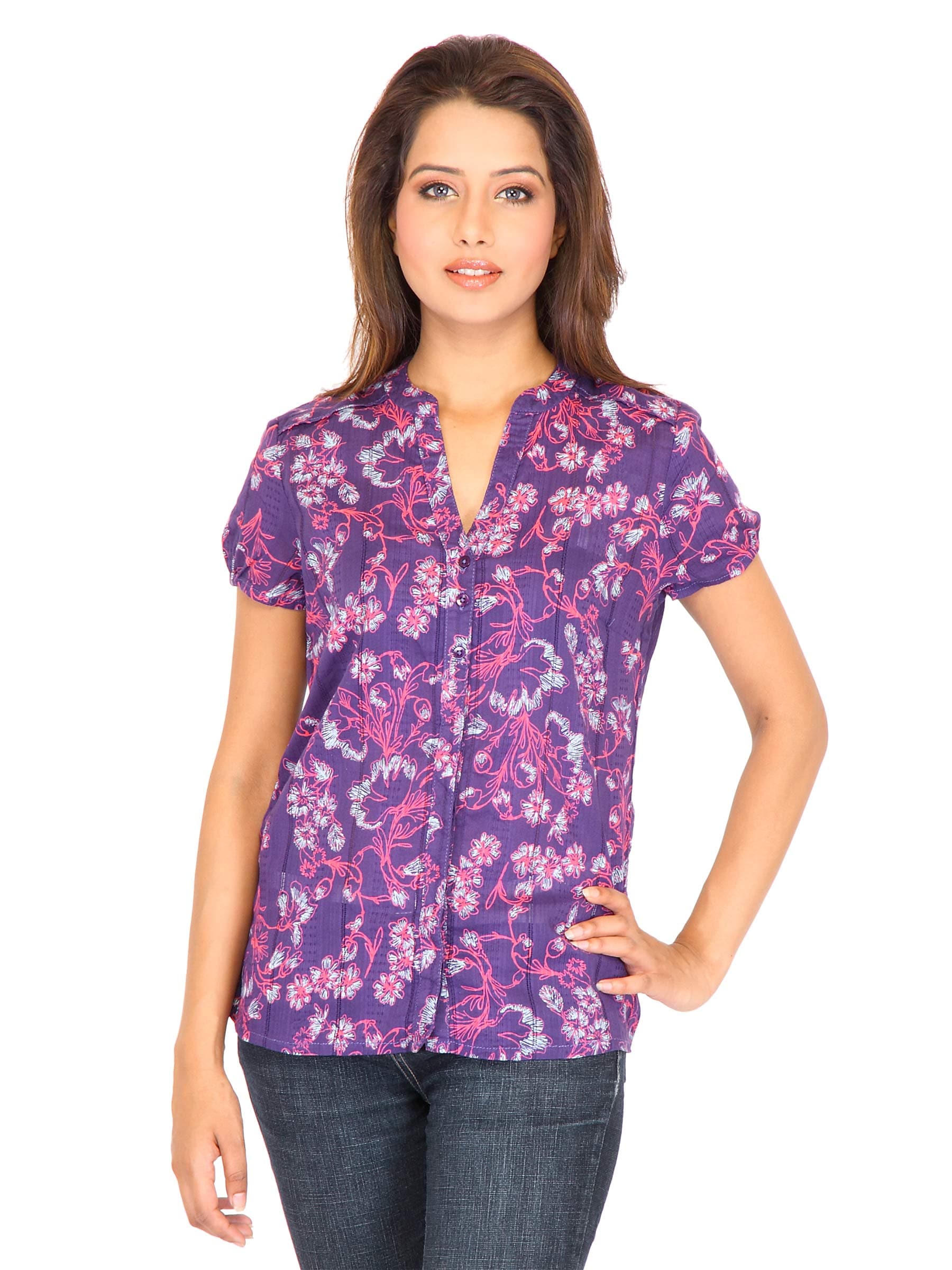 Lee Women Printed Purple Shirt