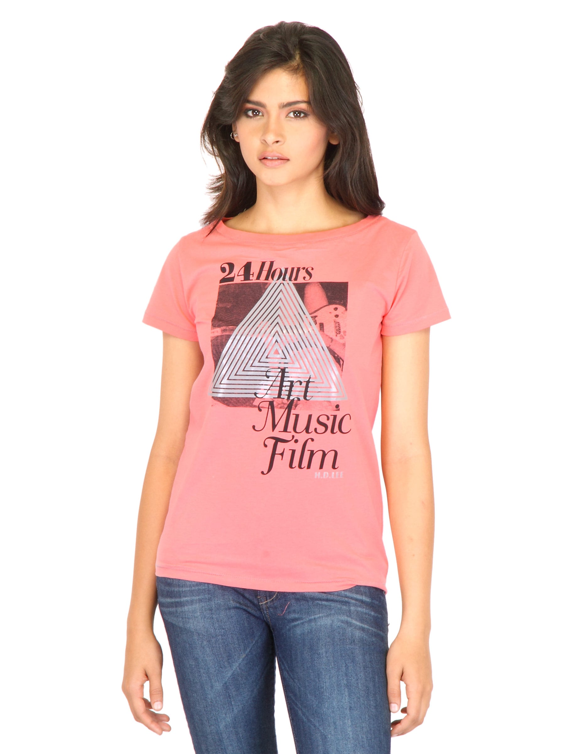 Lee Women Printed Pink Tshirts