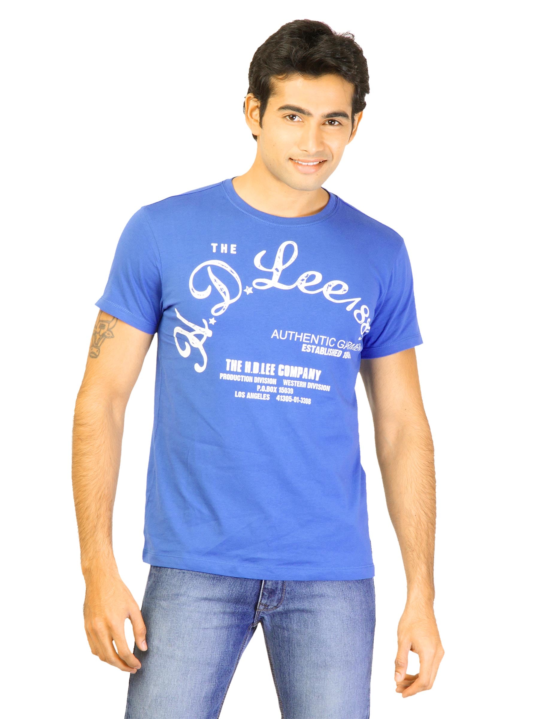 Lee Men Printed Blue Tshirts