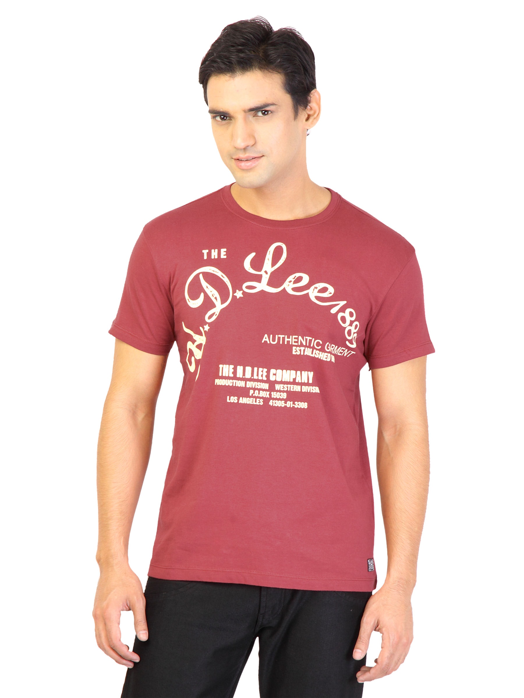 Lee Men Printed Maroon Tshirts