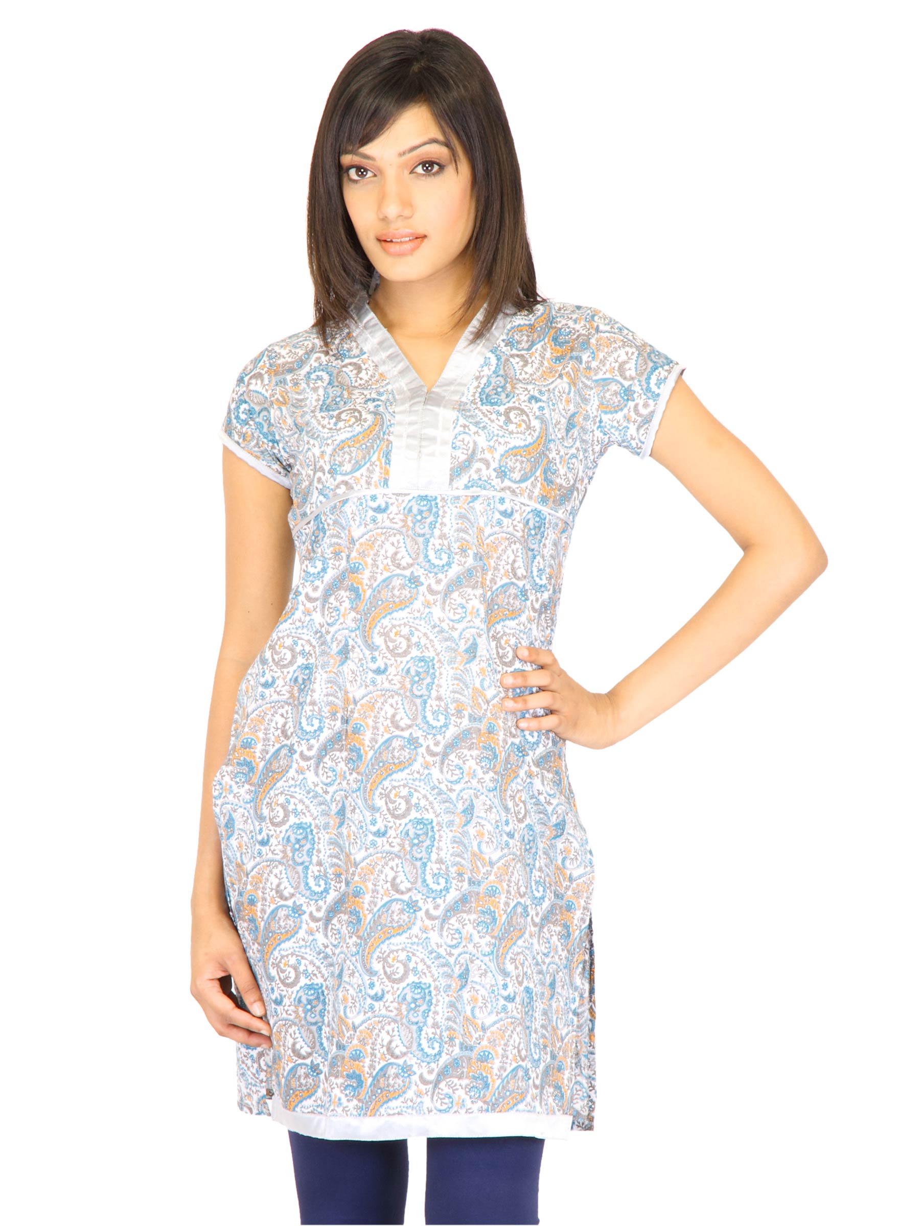 Vishudh Women Pigment Print Blue Kurtas