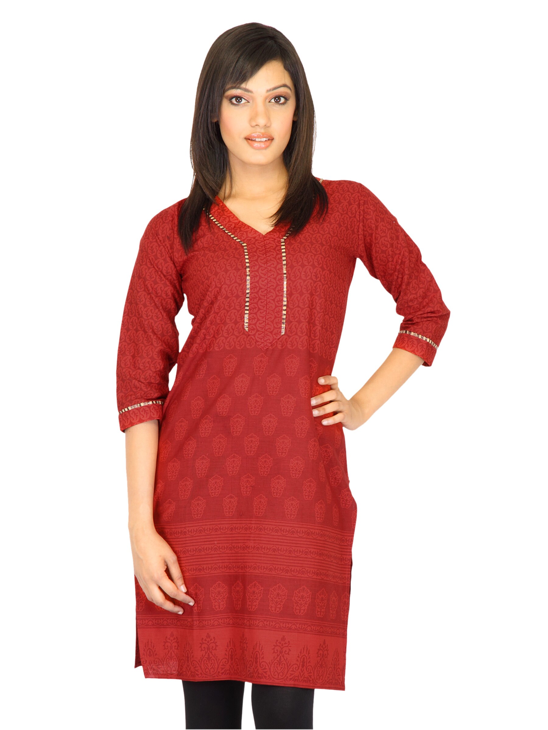 Vishudh Women Pigment Print Red Kurtas