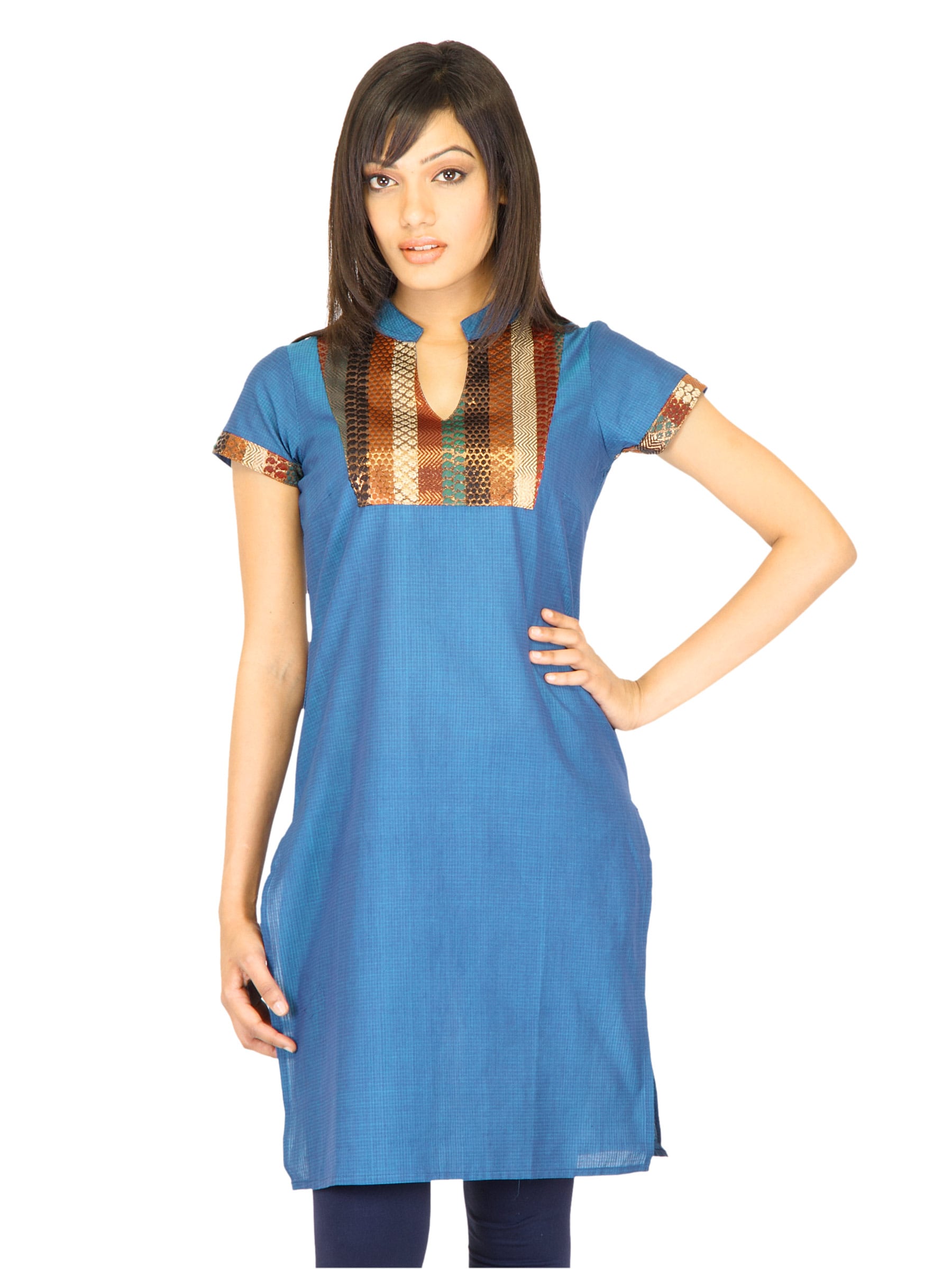 Vishudh Women Cotton Silk Blue Kurtas