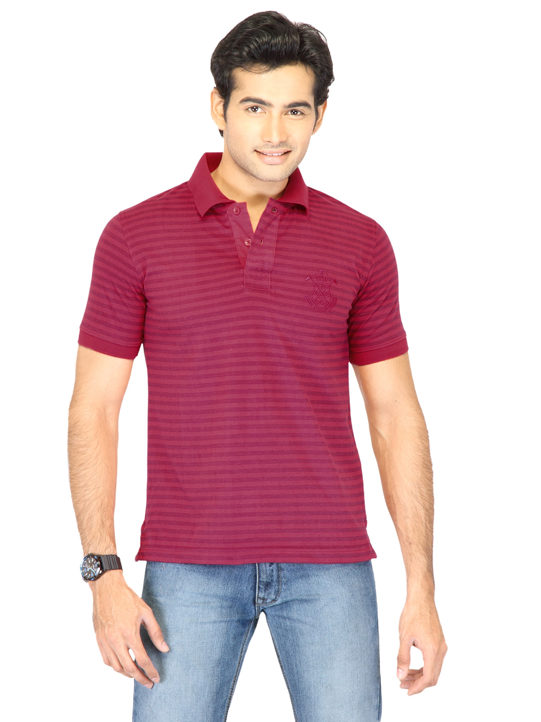 Classic Polo Men Stripes Red Tshirts