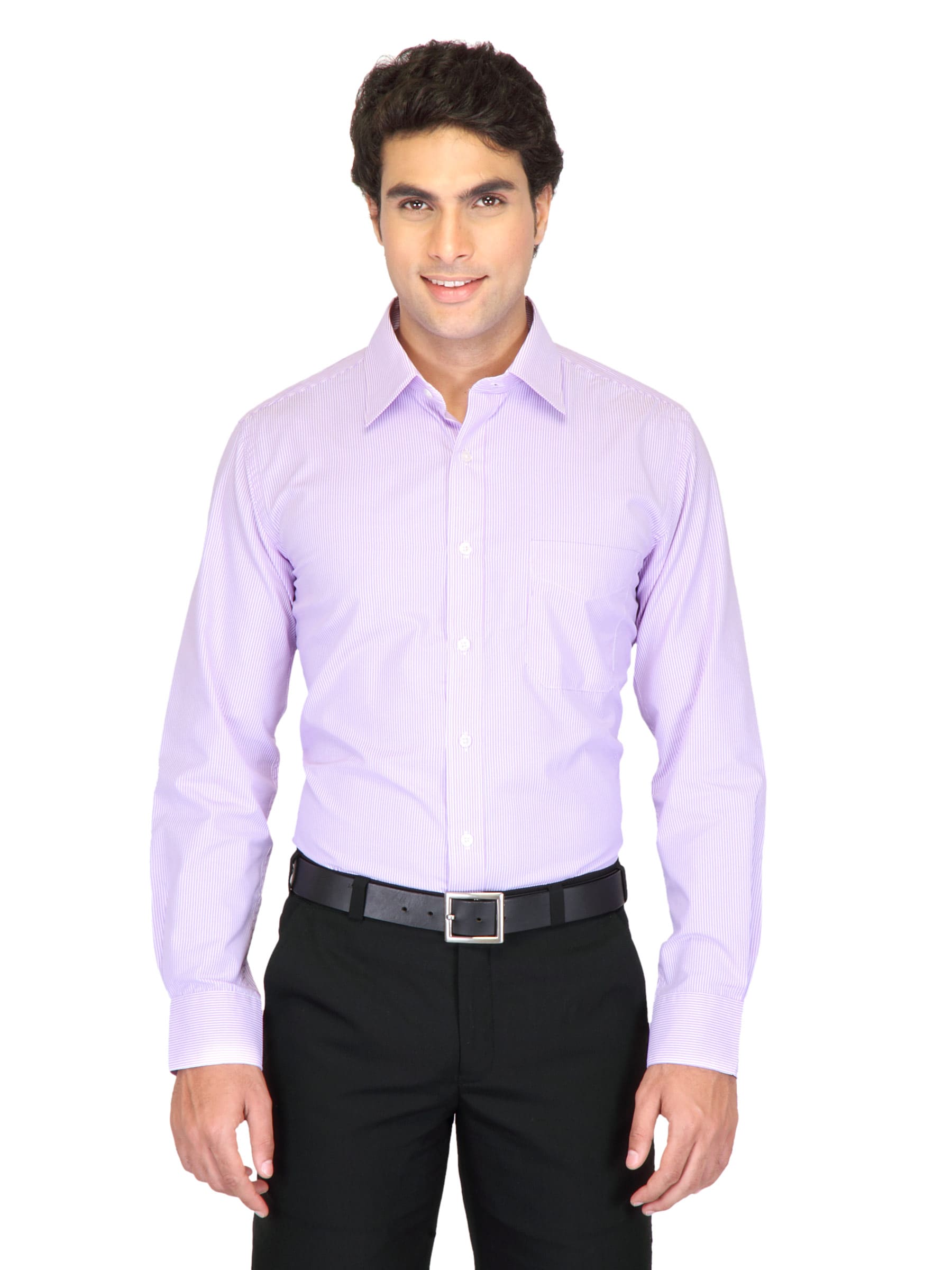 Mark Taylor Men Purple Striped Shirts
