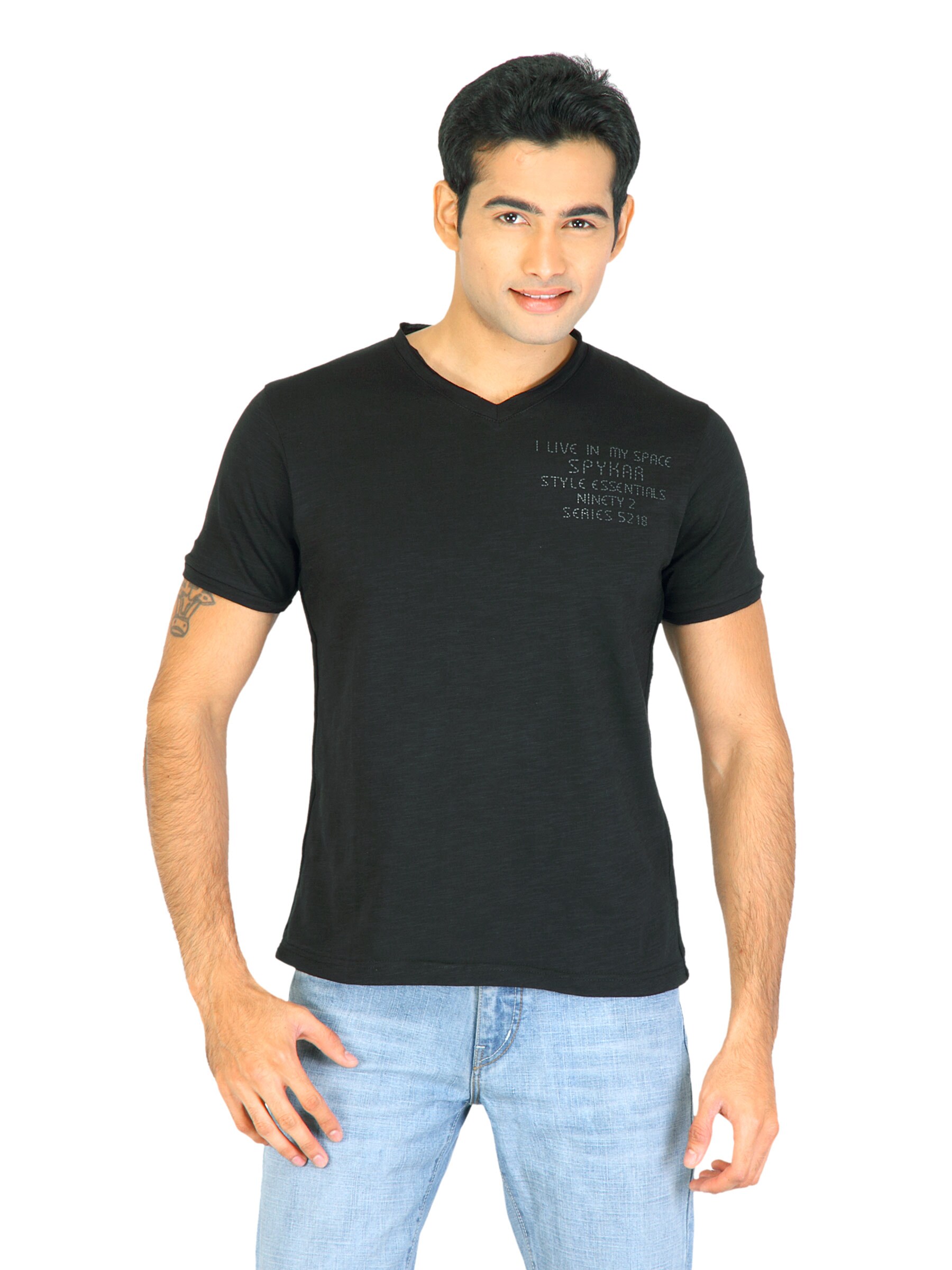 Spykar Men Black T-shirt