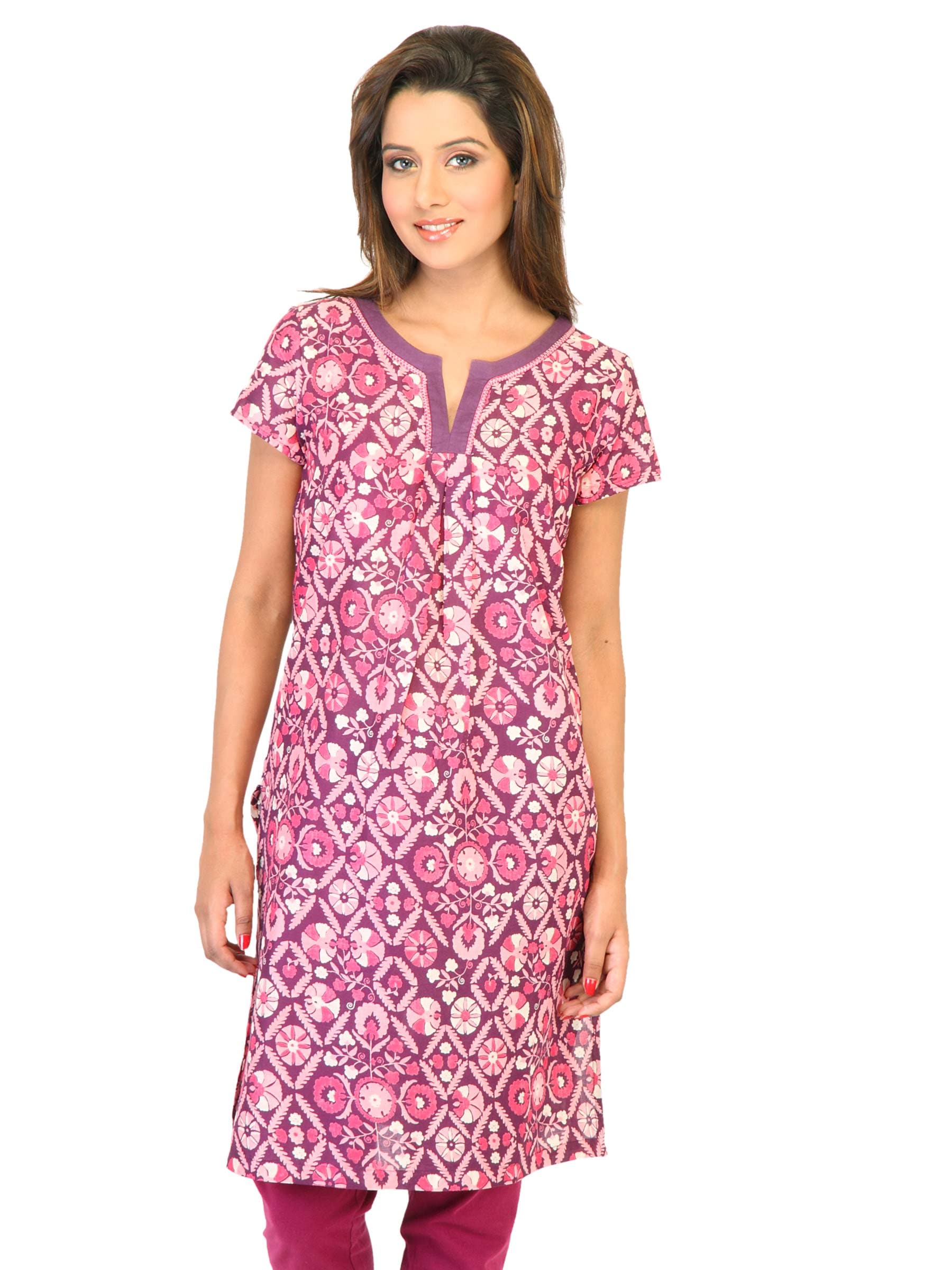 W Women Printed Purple Kurtas