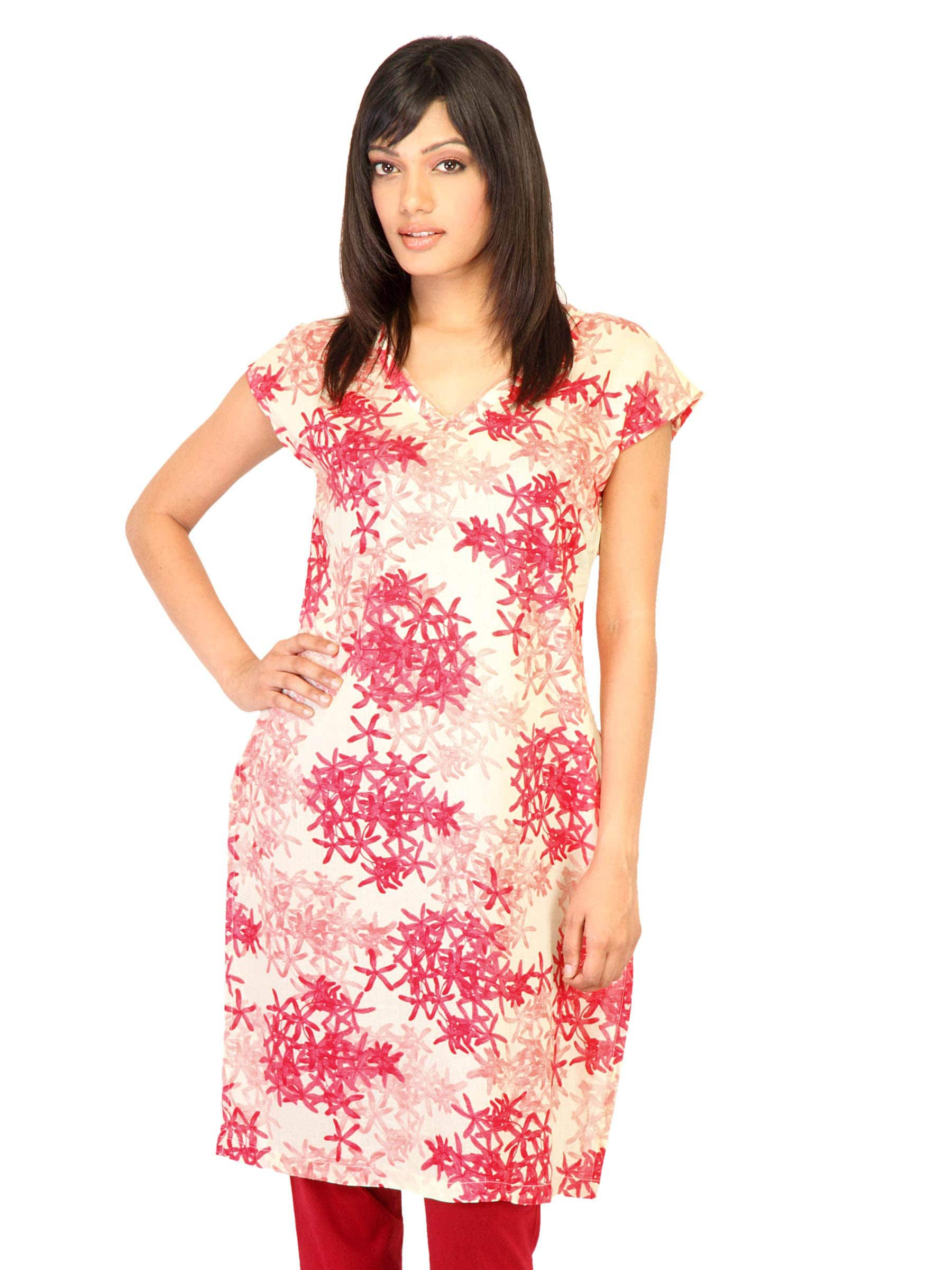 W Women Printed Cream Kurtas