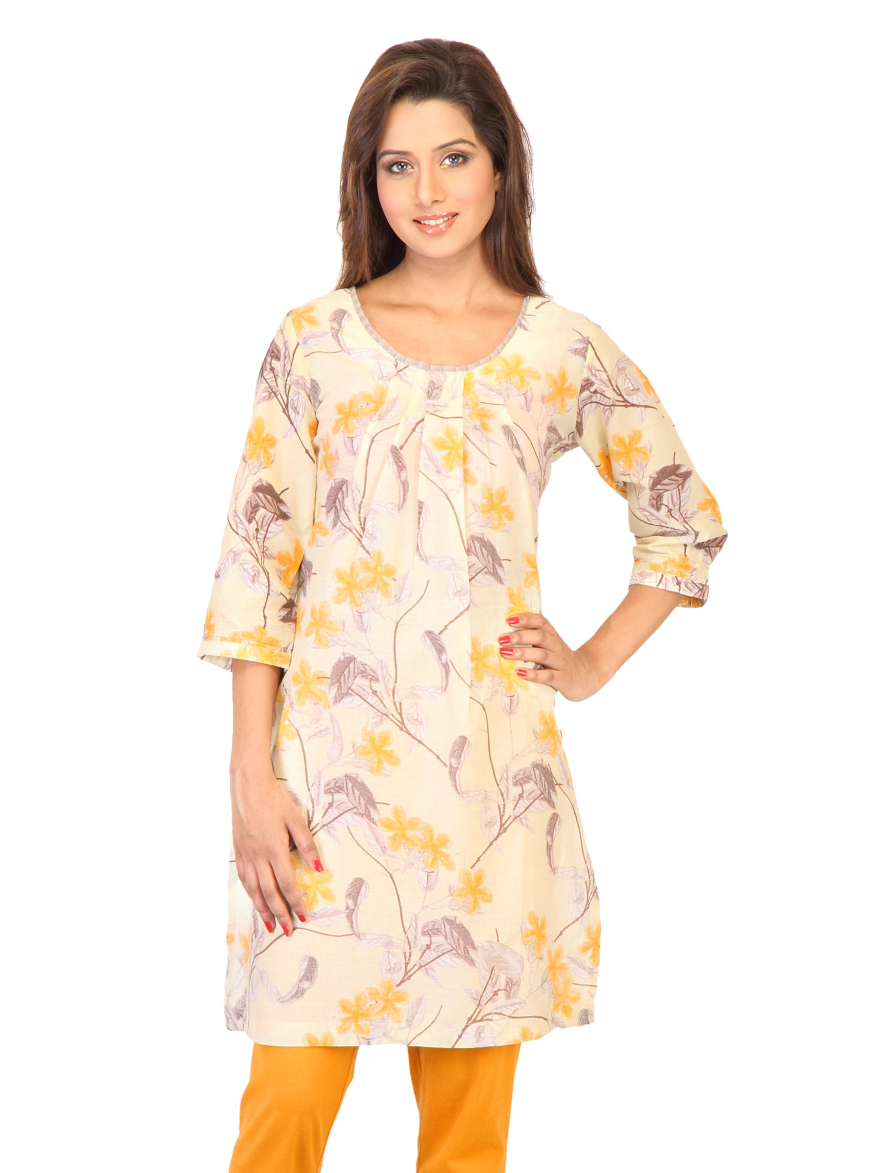 W Women Printed Yellow Kurtas