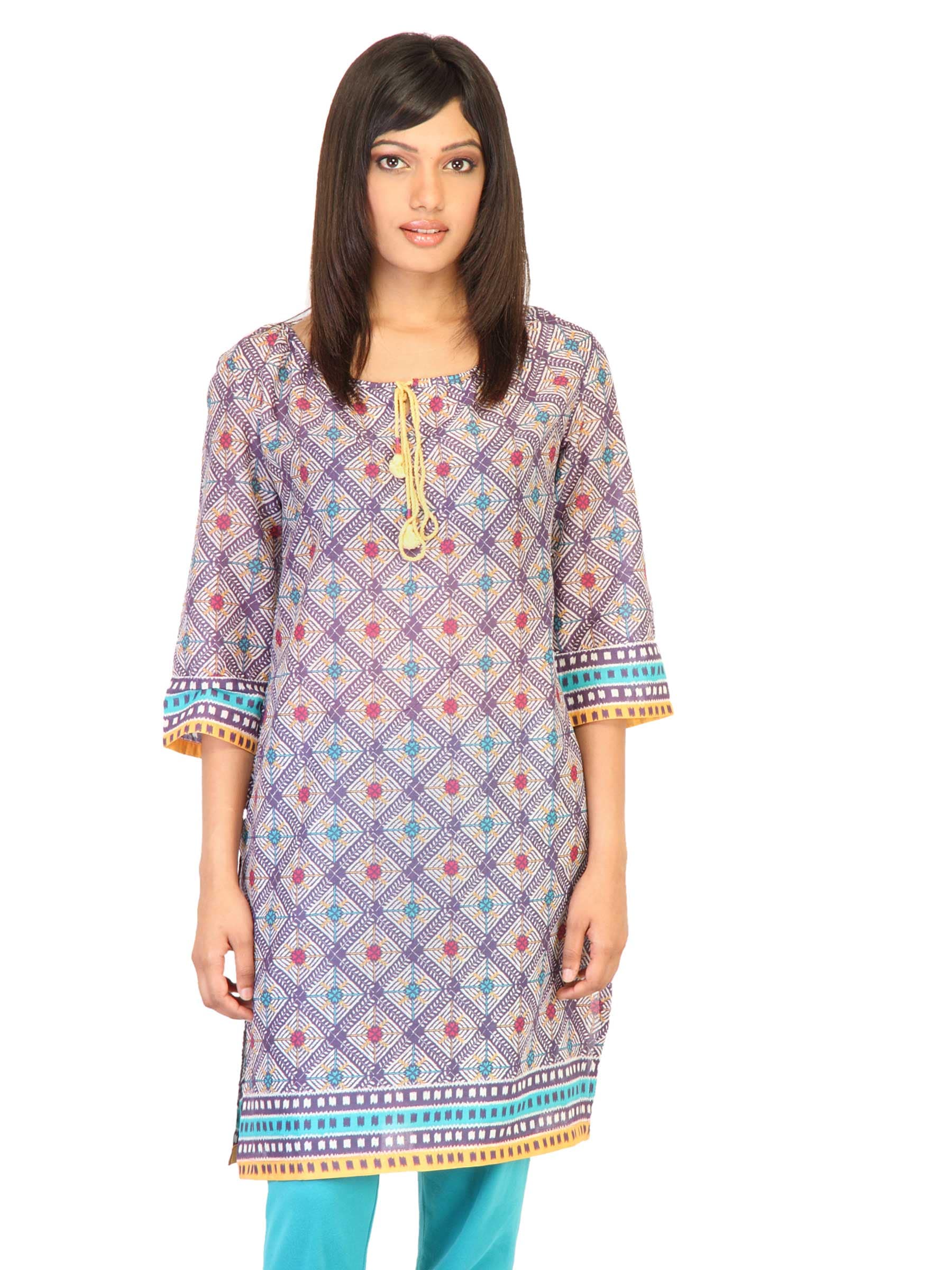 W Women Printed Purple Kurtas