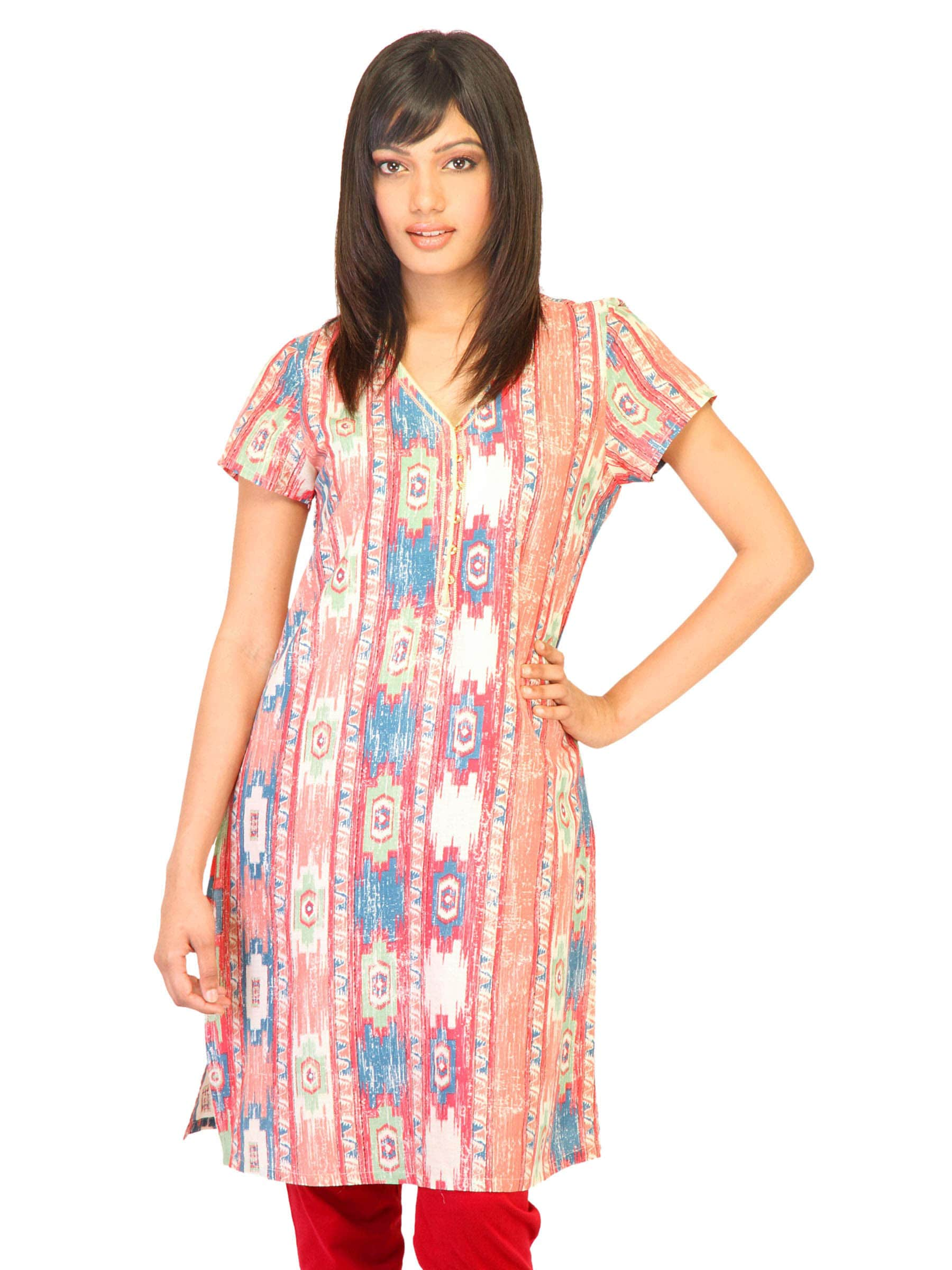 W Women Printed Red Kurtas