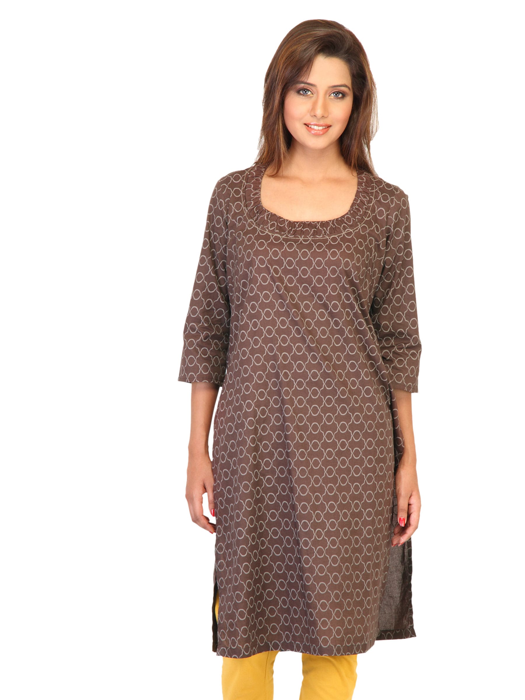 W Women Brown Printed Kurta