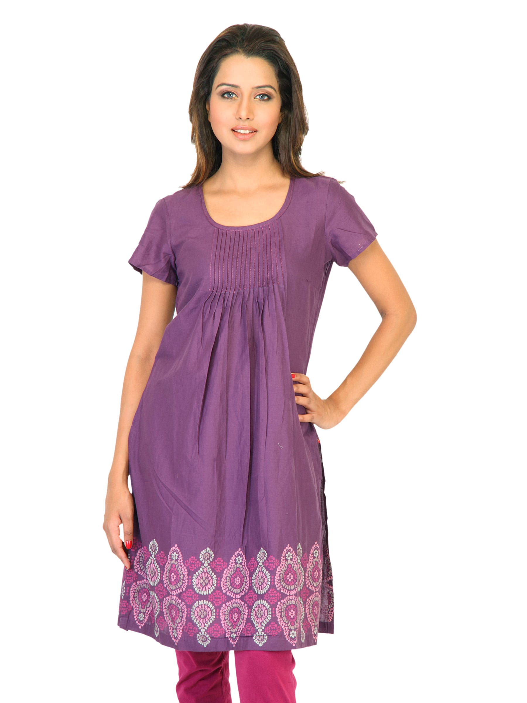 W Women Printed Purple Kurtas