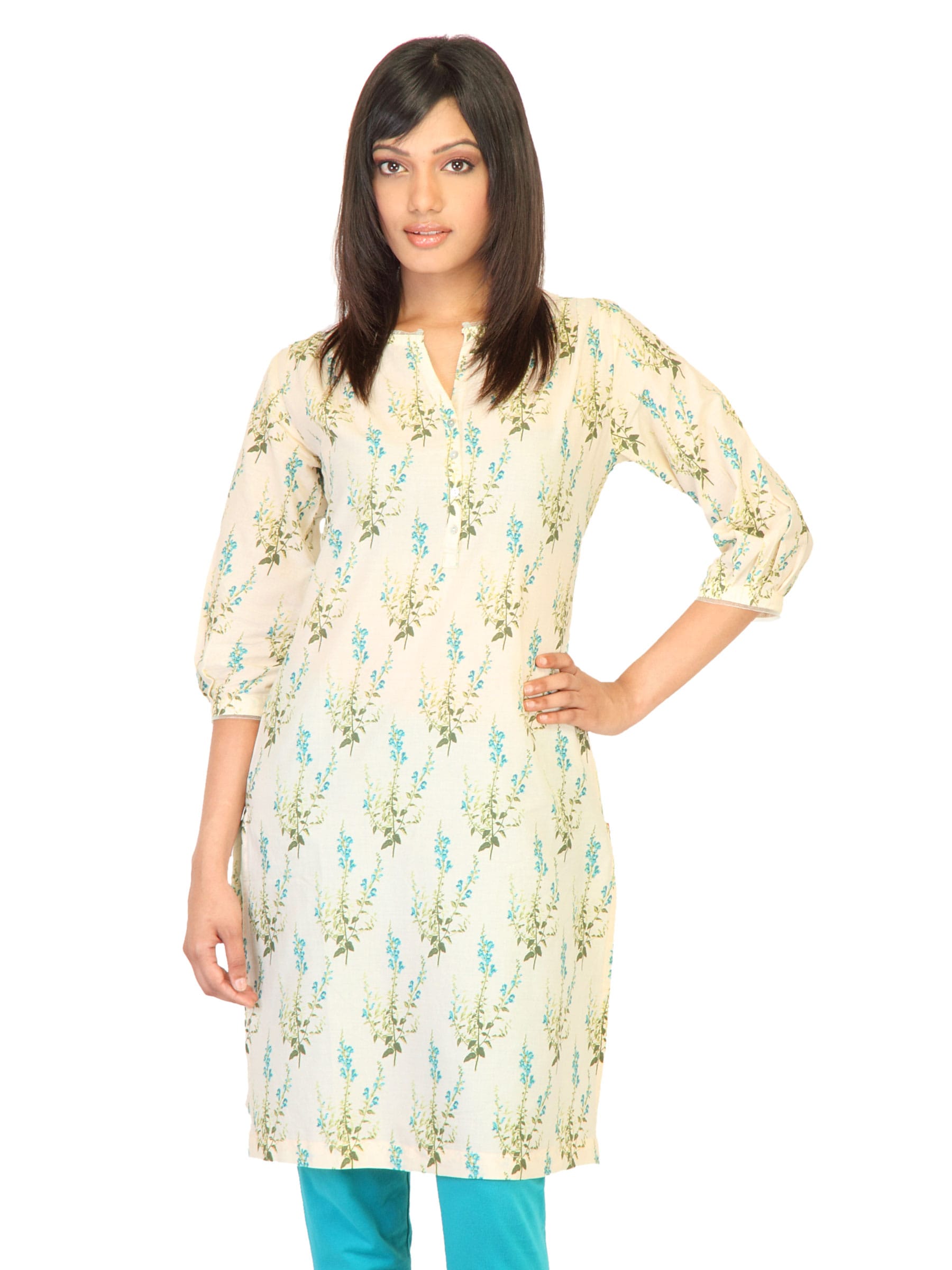 W Women Printed Beige Kurtas