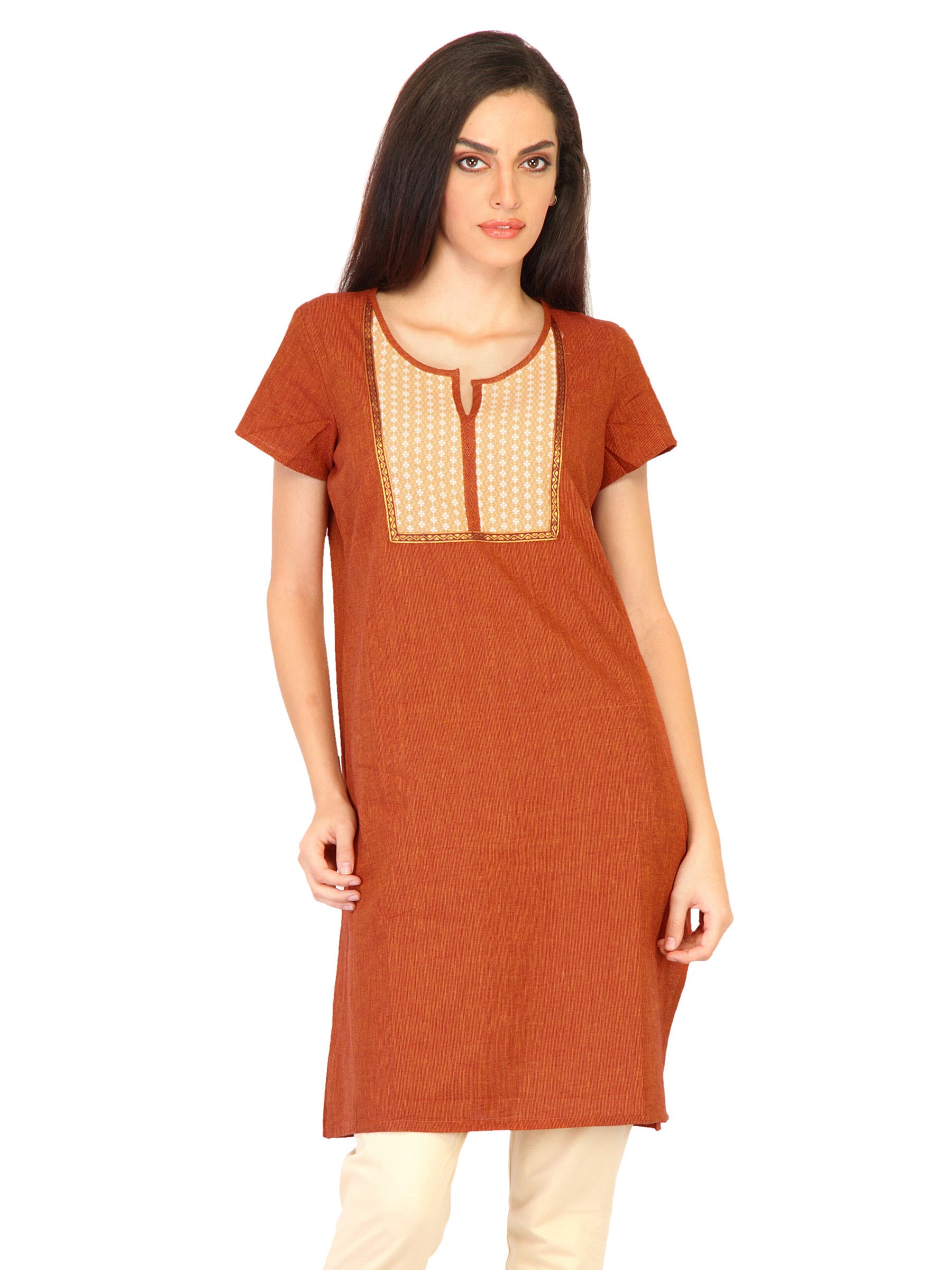 Aurelia Women Solid Orange Kurtas