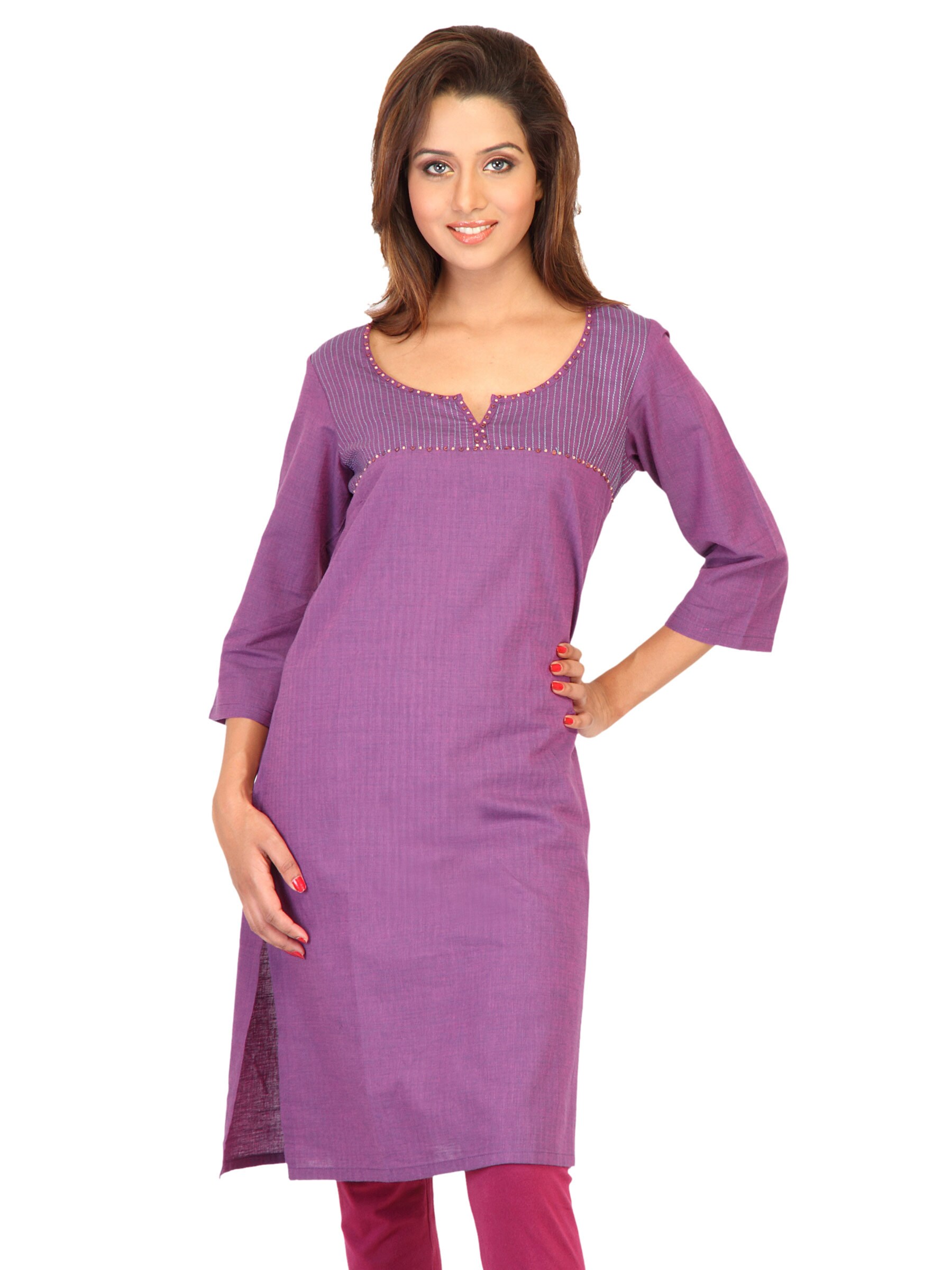 Aurelia Women Solid Purple Kurtas