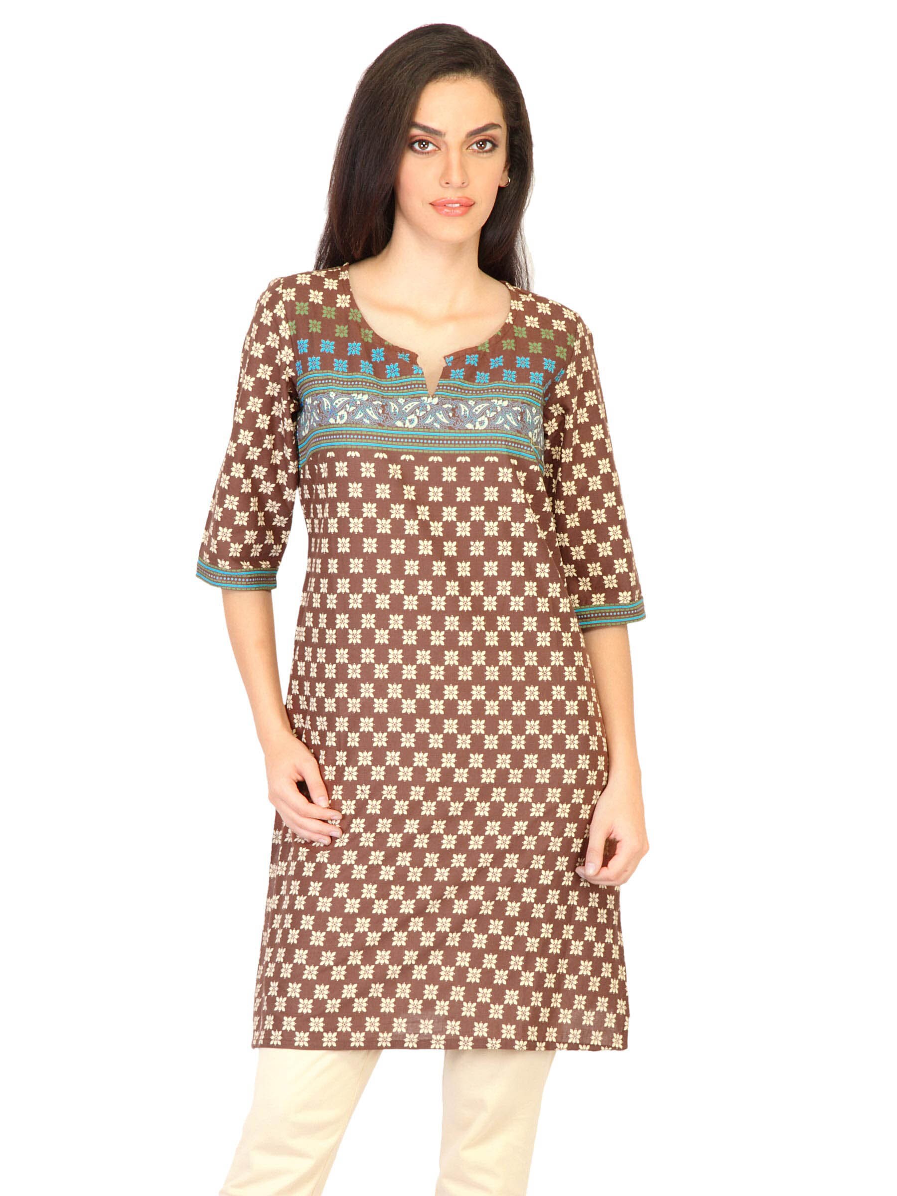 Aurelia Women Printed Brown Kurtas