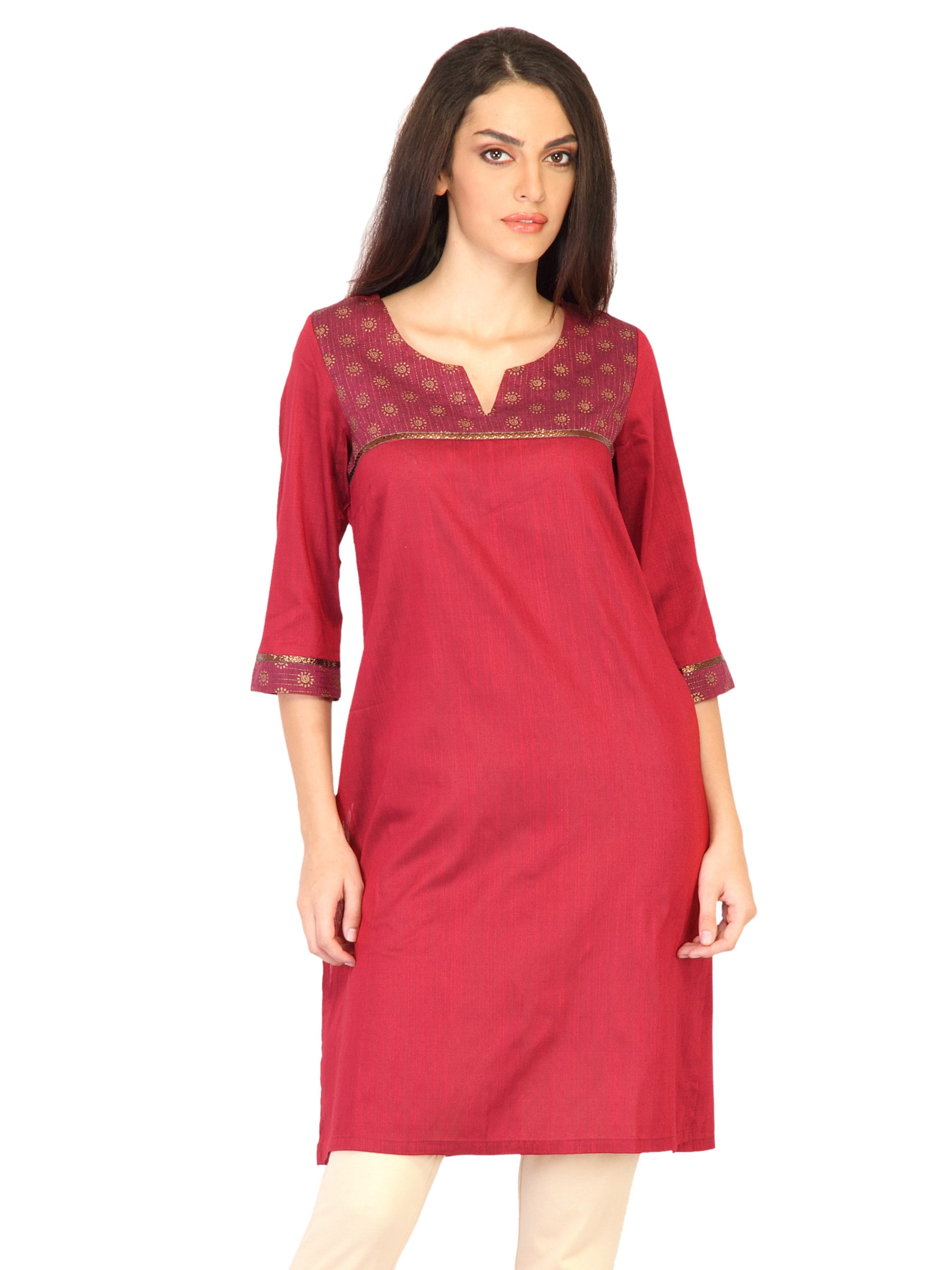 Aurelia Women Solid Maroon Kurtas