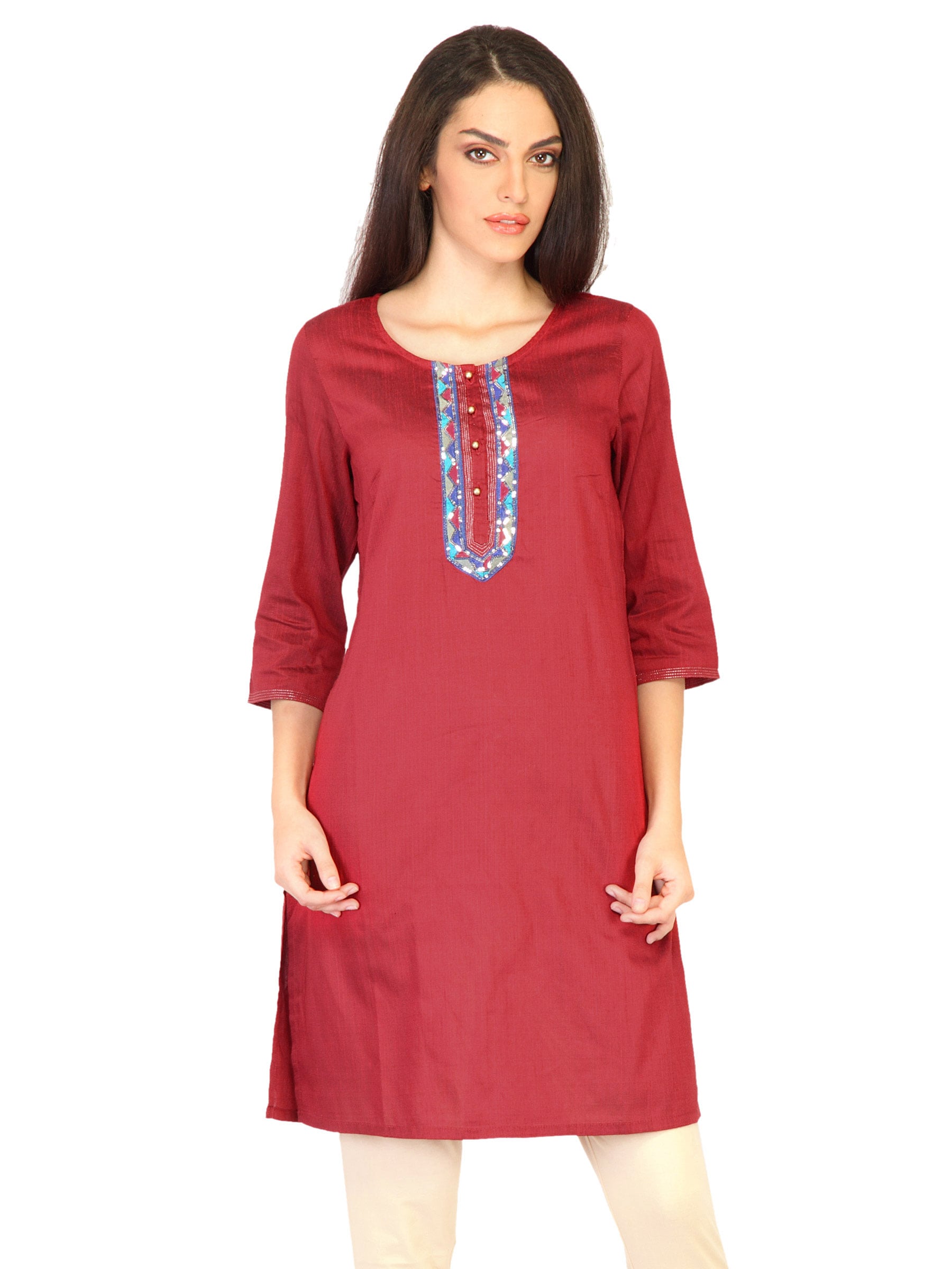 Aurelia Women Solid Red Kurtas