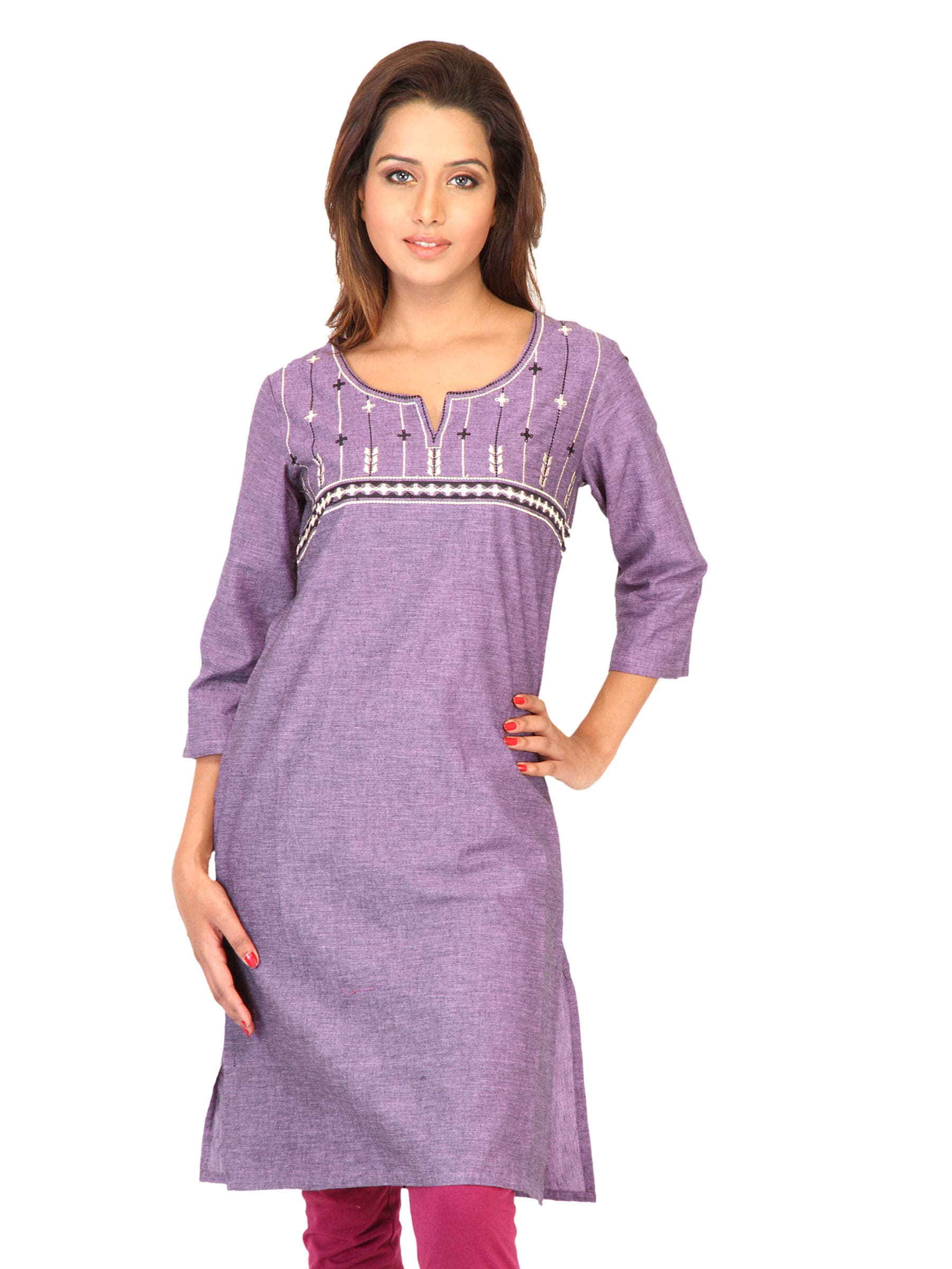 Aurelia Women Solid Purple Kurtas