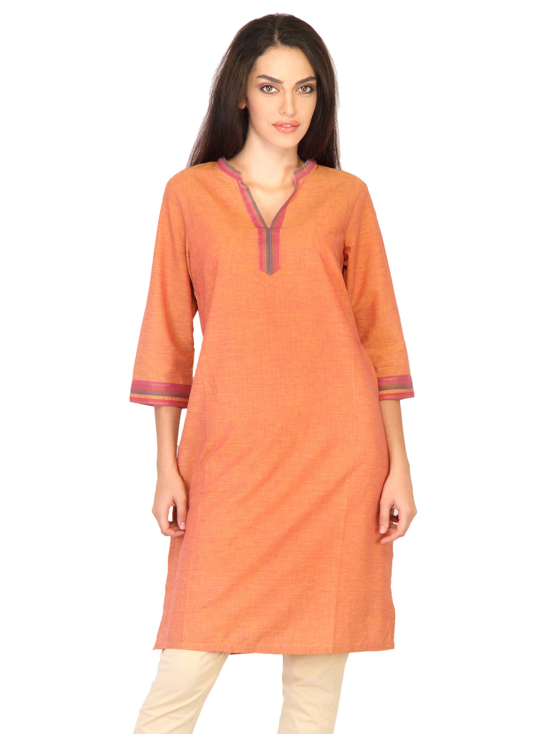 Aurelia Women Solid Pink and Yellow Kurtas