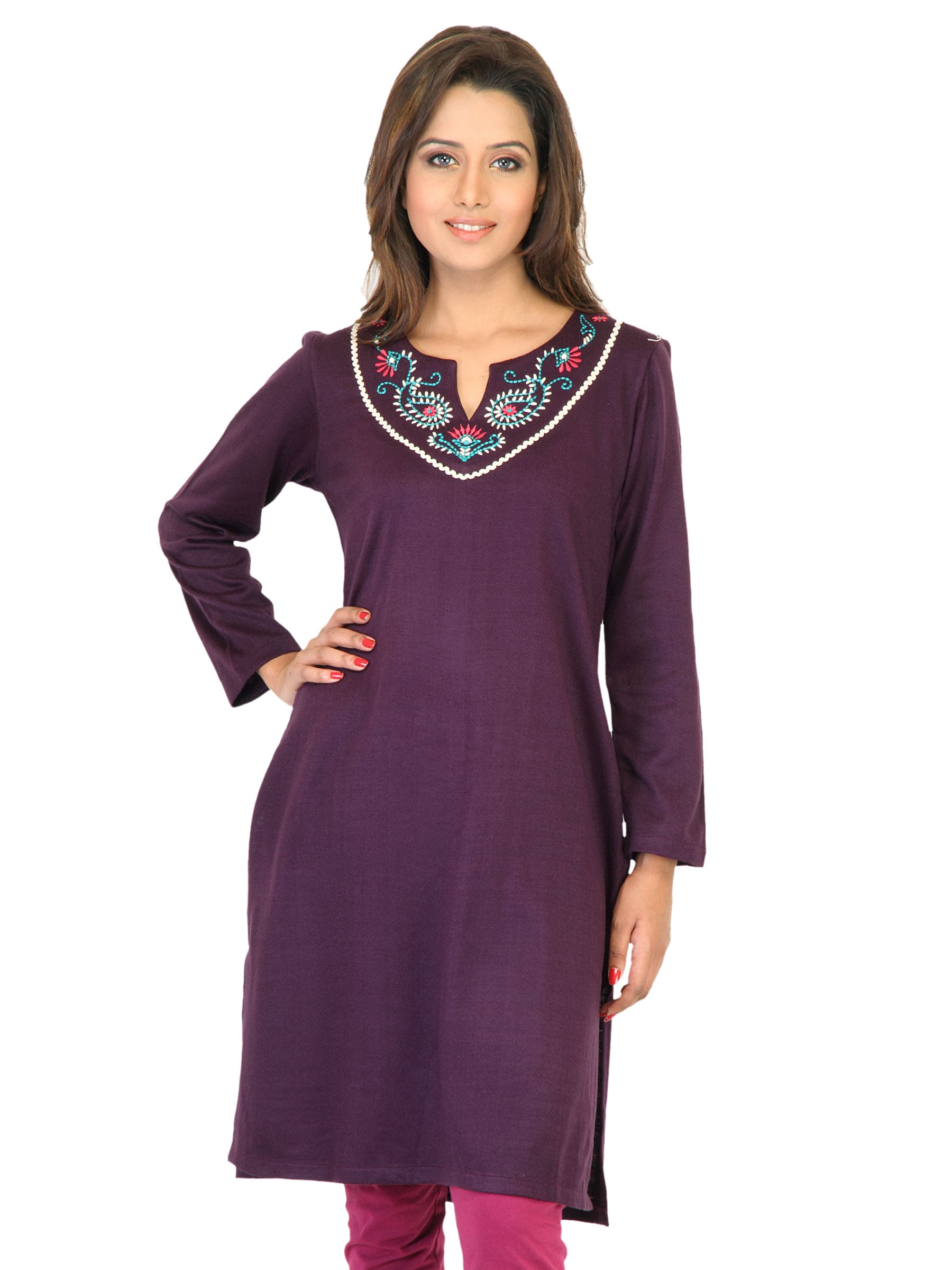 Aurelia Women Solid Purple Kurtas