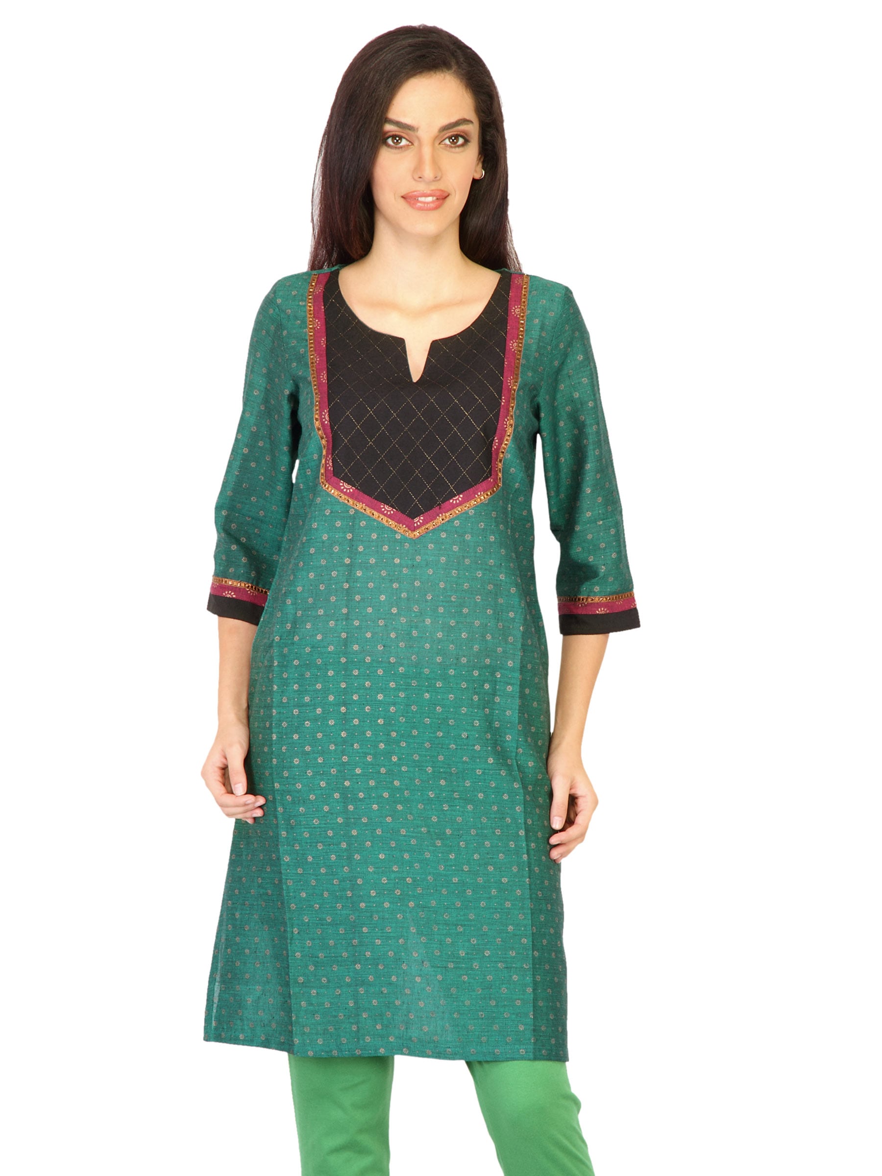 Aurelia Women Solid Green Kurtas