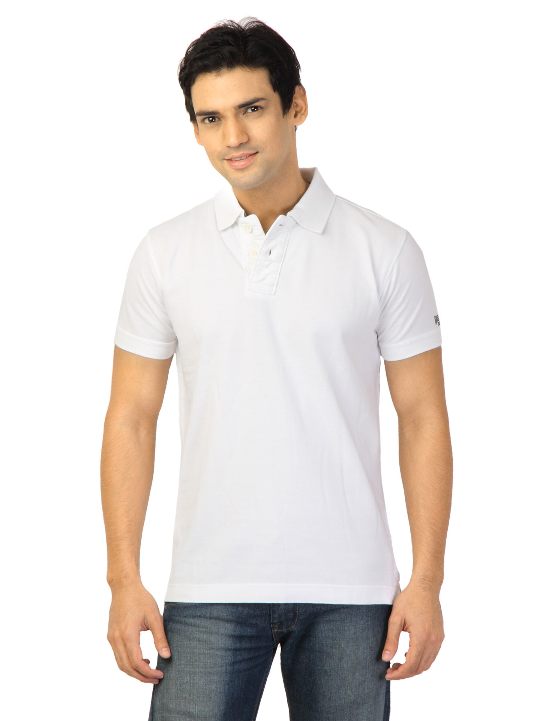 Basics Men White Polo T-shirt