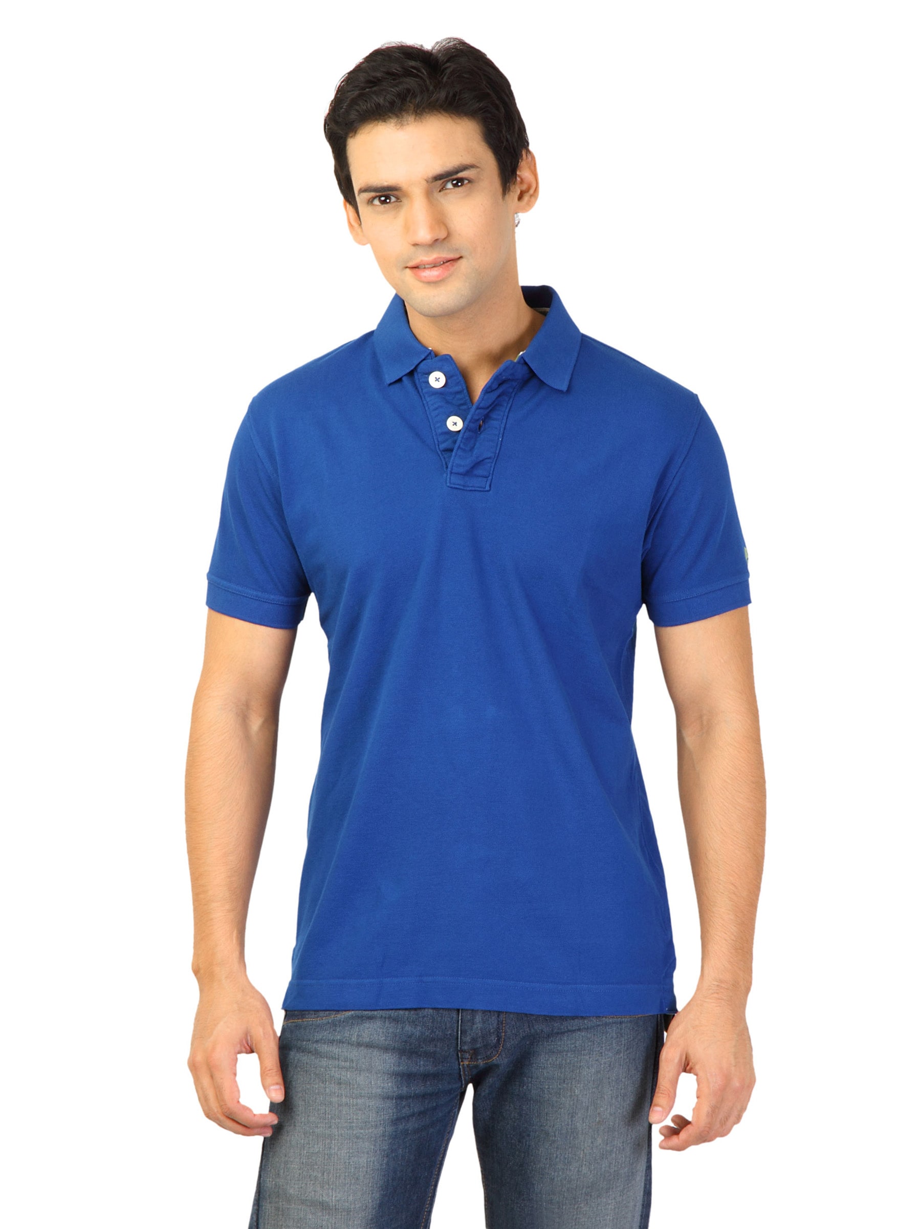 Basics Men Blue Polo T-shirt