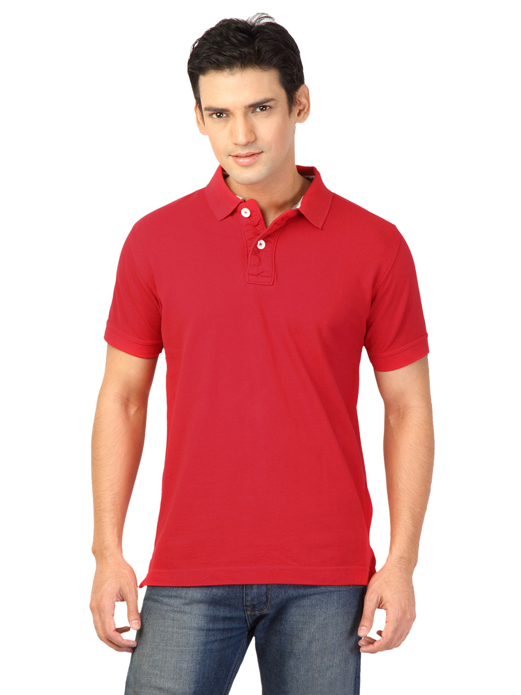 Basics Men Red Polo T-shirt