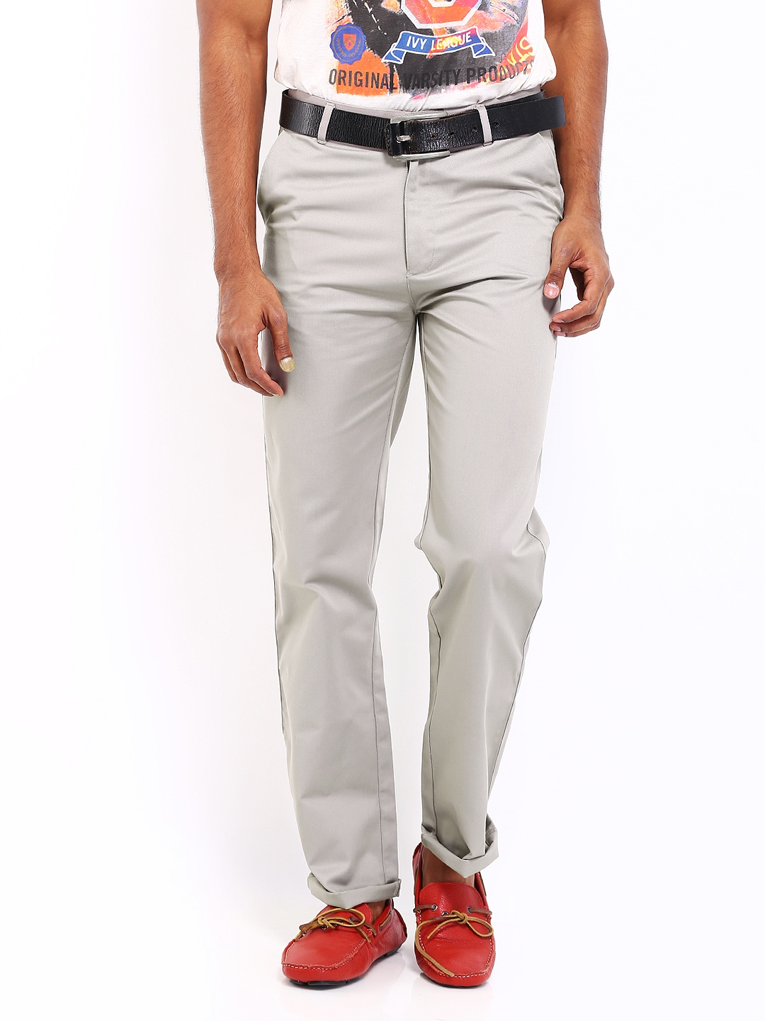 Basics Men Grey New Improved Fit Trousers