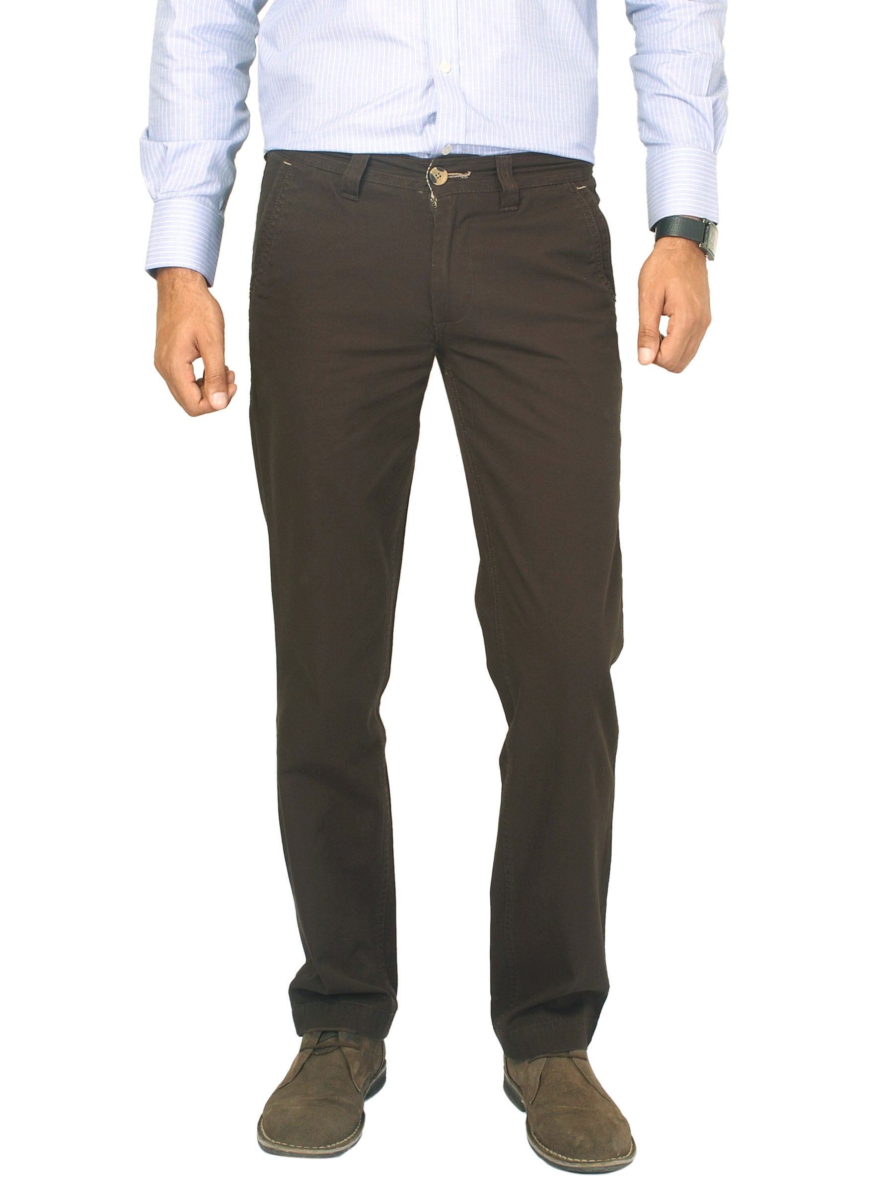 Basics Men Solid Brown Trousers