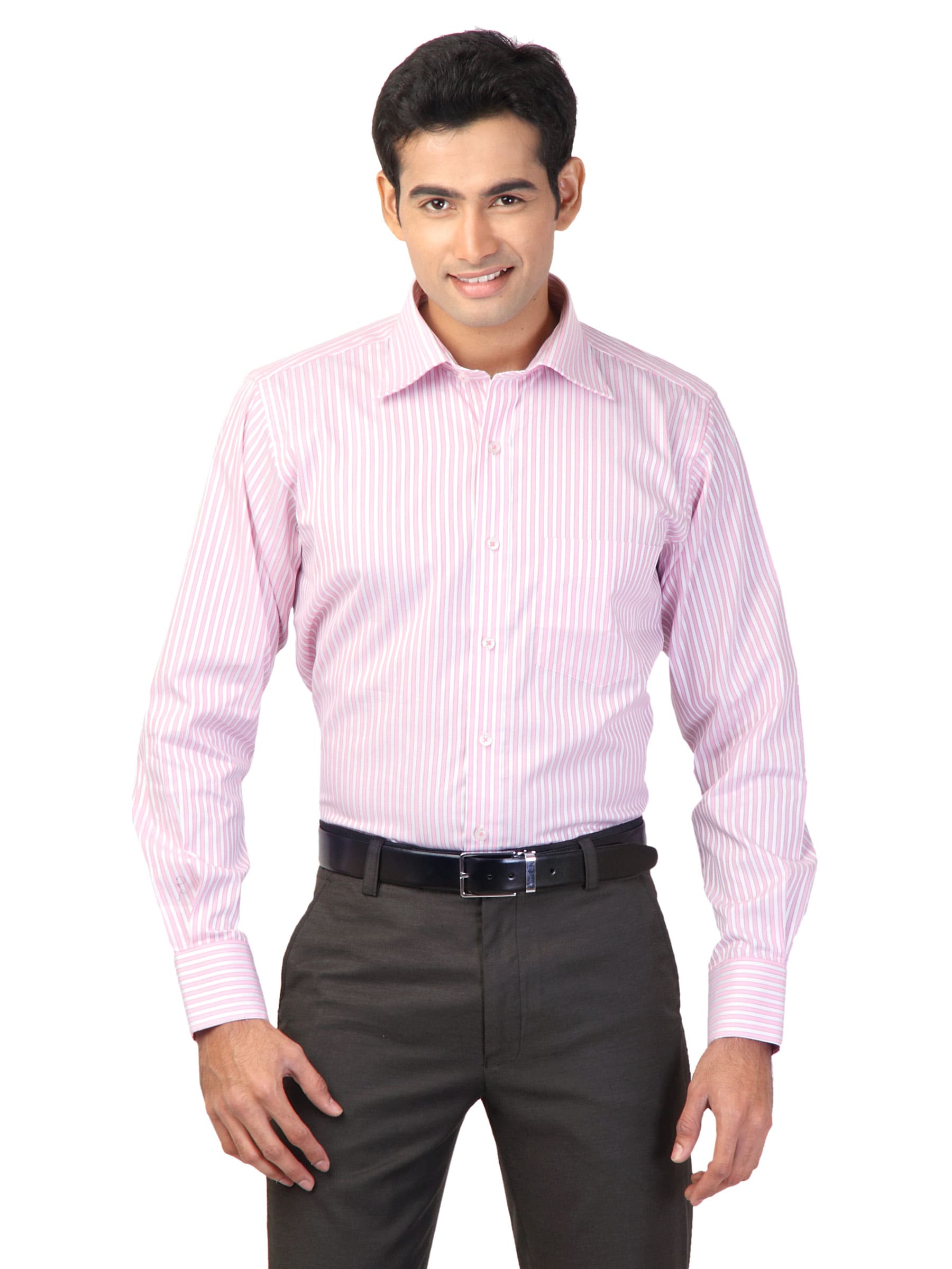 Genesis Pink & White Striped Formal Shirt