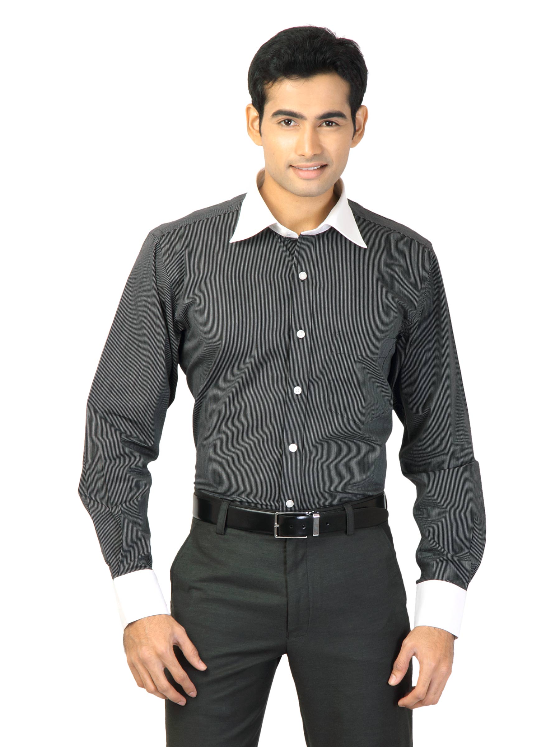 Genesis Black Striped Formal Shirt