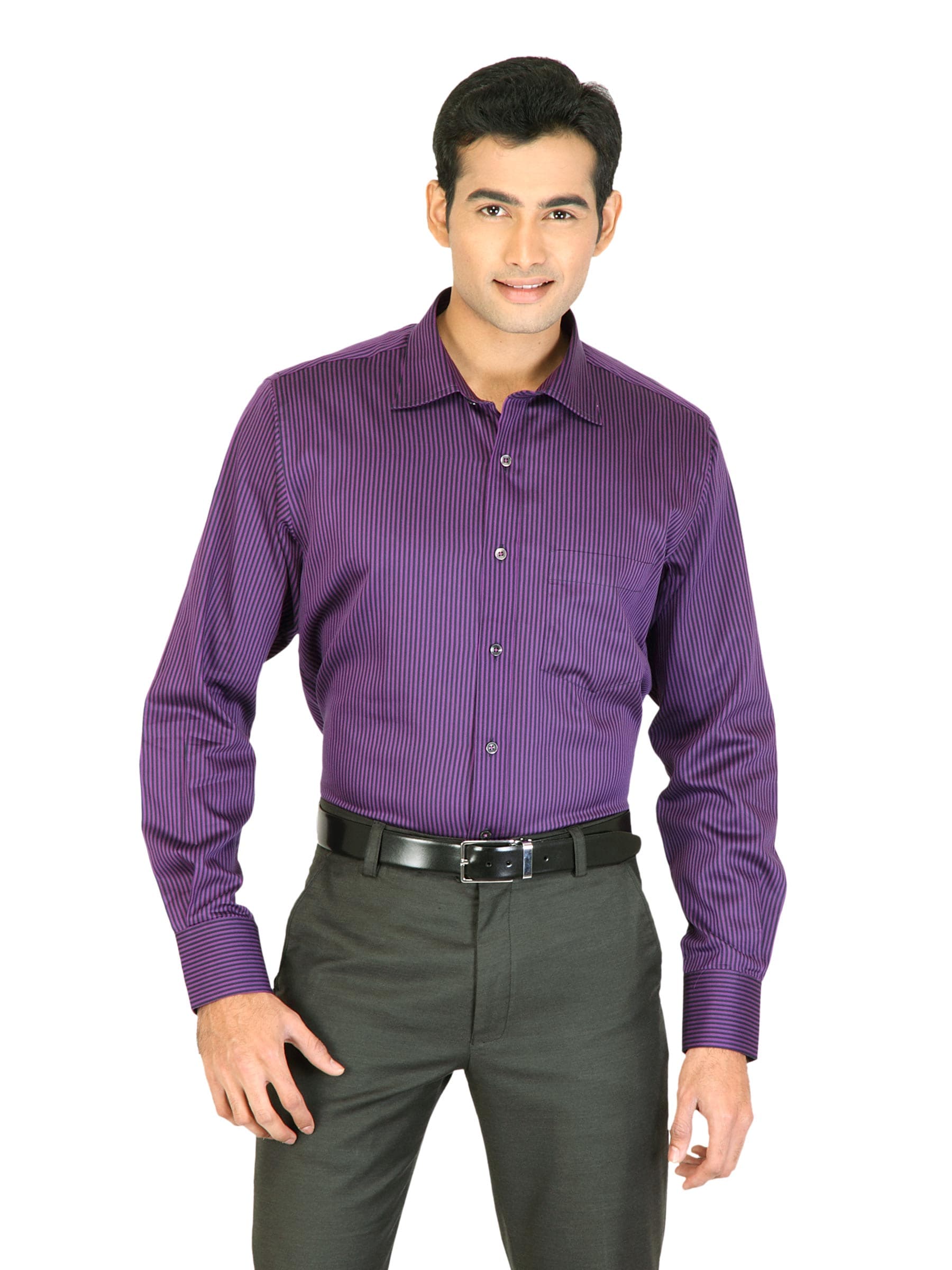 Genesis Men Stripes Purple Shirts