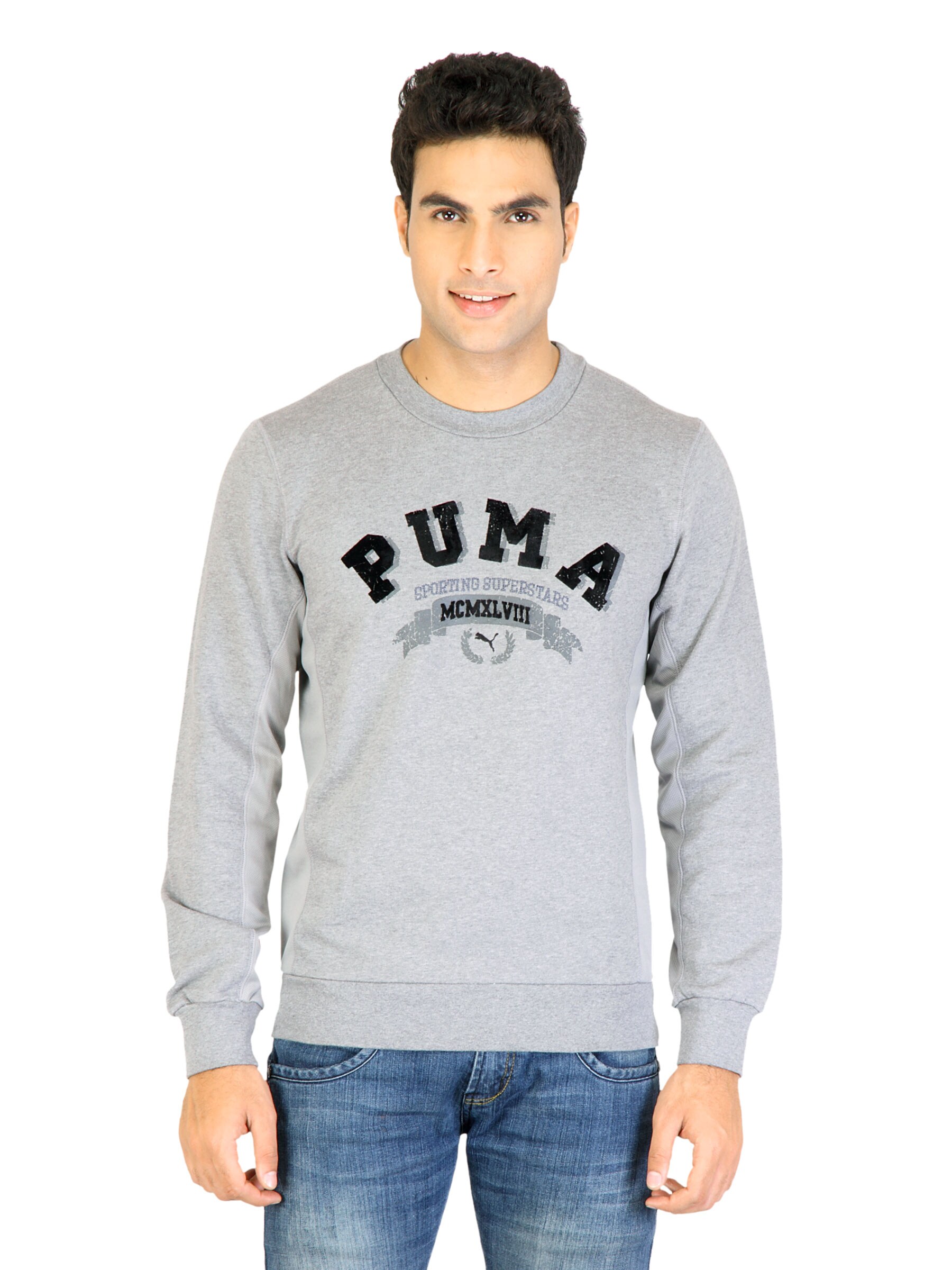 Puma Men Printed Grey Sweatshirts