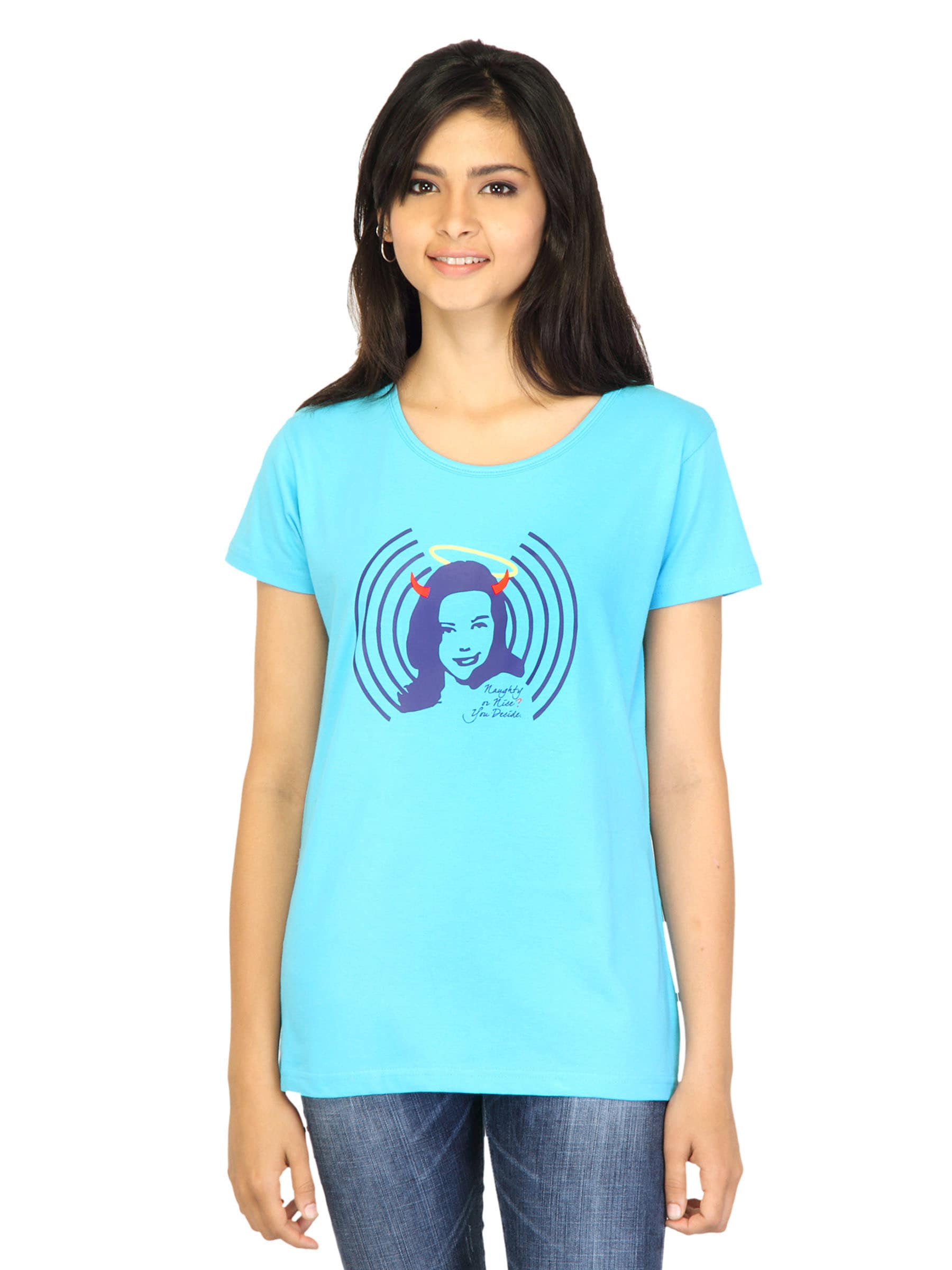 Tantra Women Blue Printed T-shirt