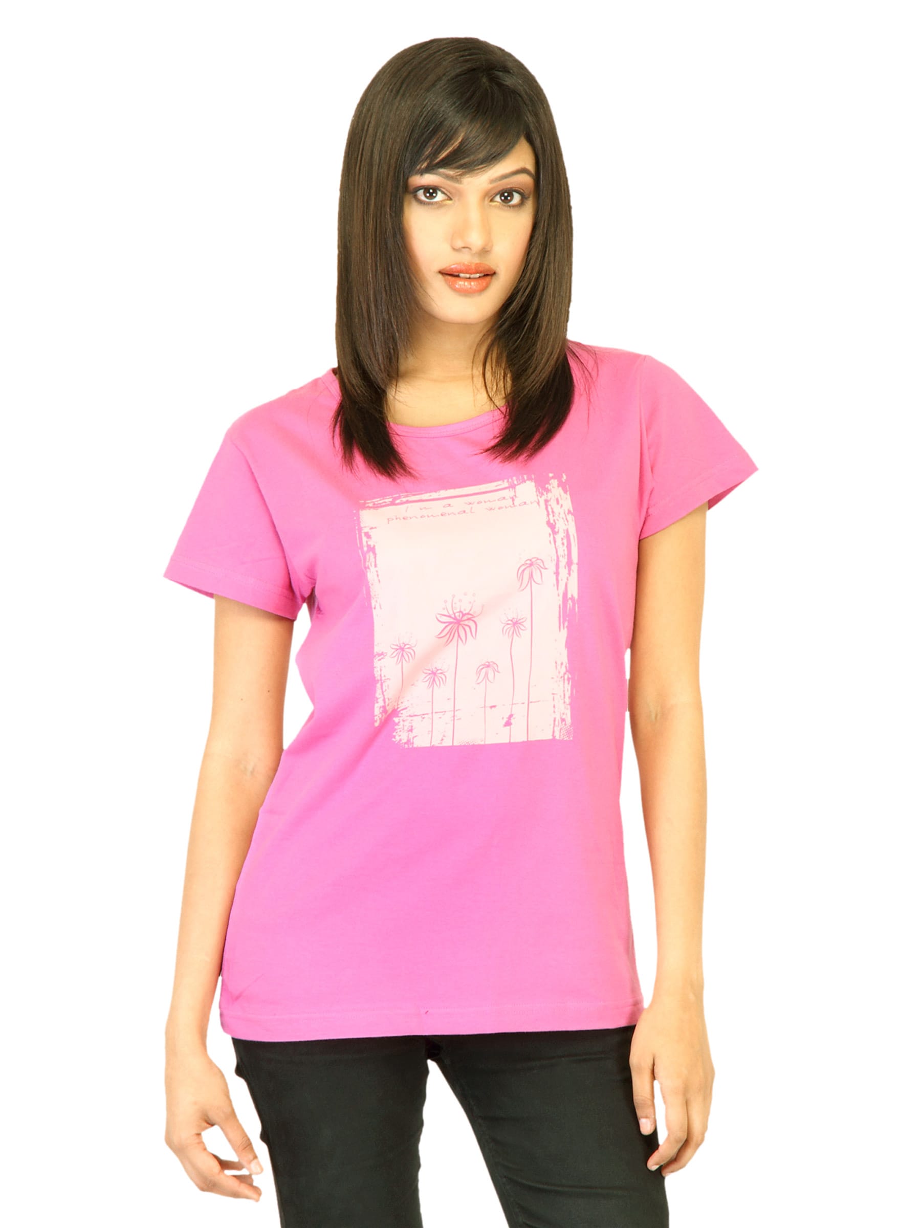 Tantra Women Printed Pink T-shirt